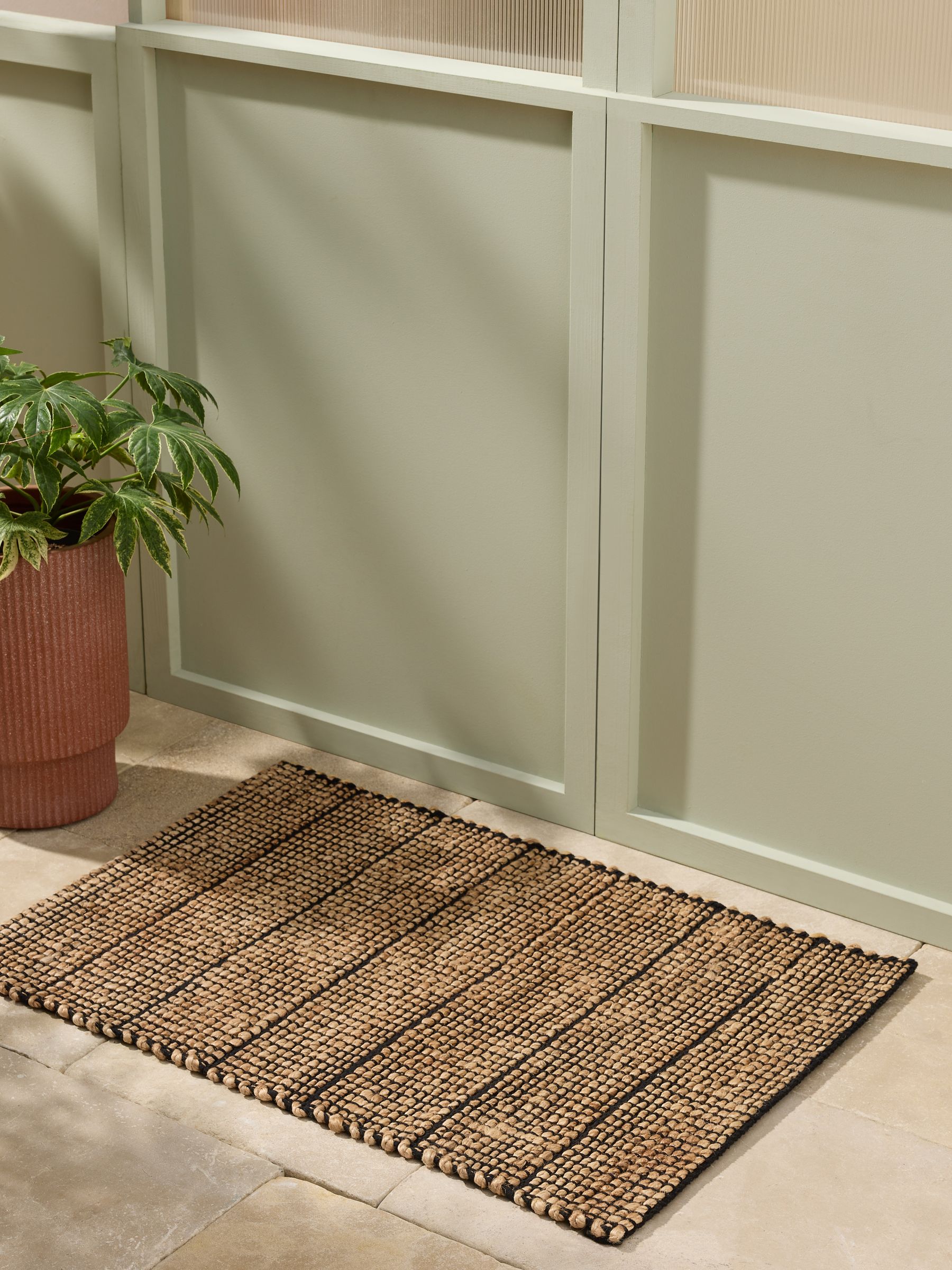 Hurley Woven Jute Doormat in Black - Image 1 of 4