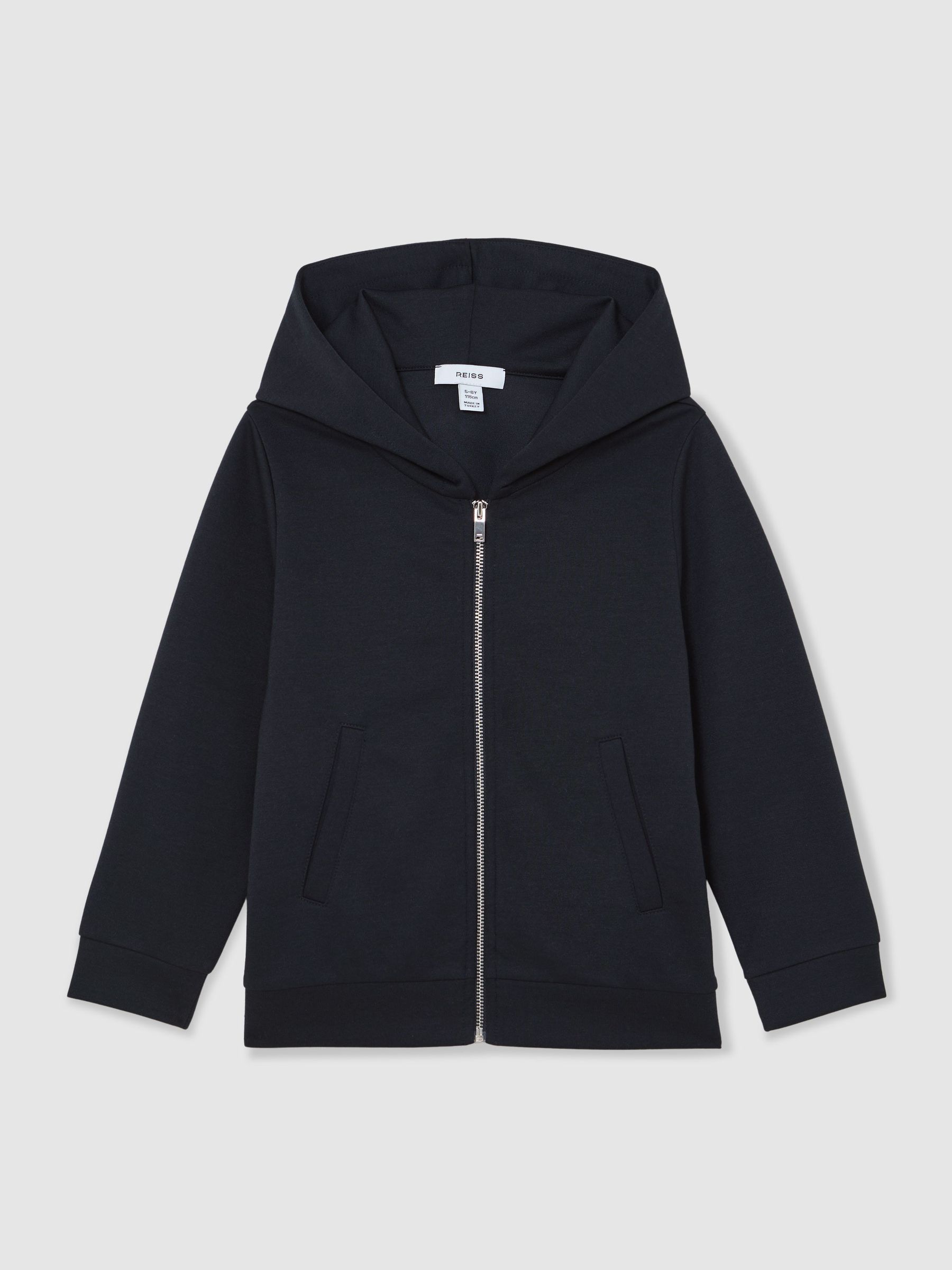 3-9 yrs Premium Interlock Zip Through Hoodie in Navy - Image 2 of 5