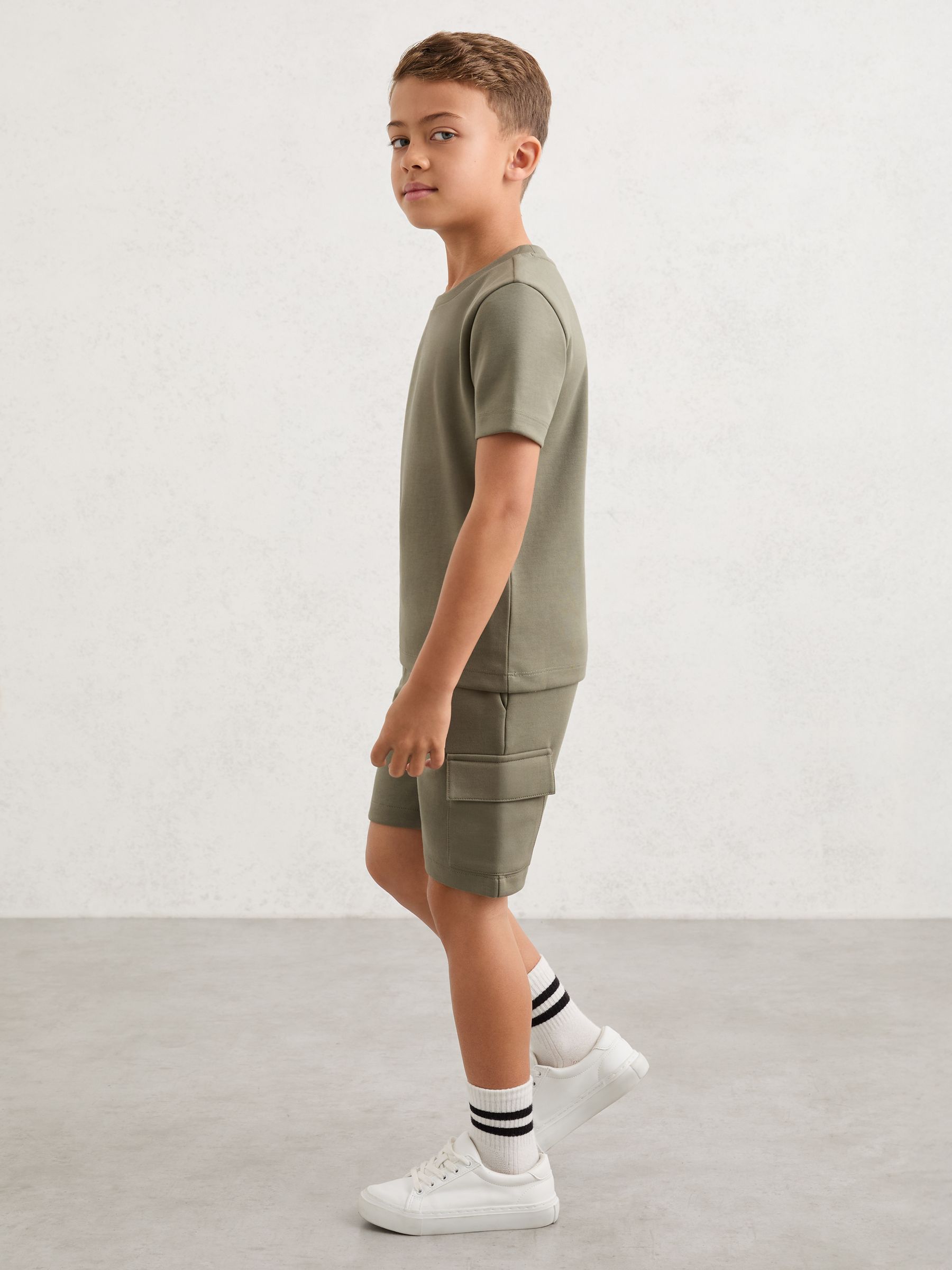 3-9 yrs Premium Interlock-Jersey Cargo Shorts in Sage - Image 1 of 5