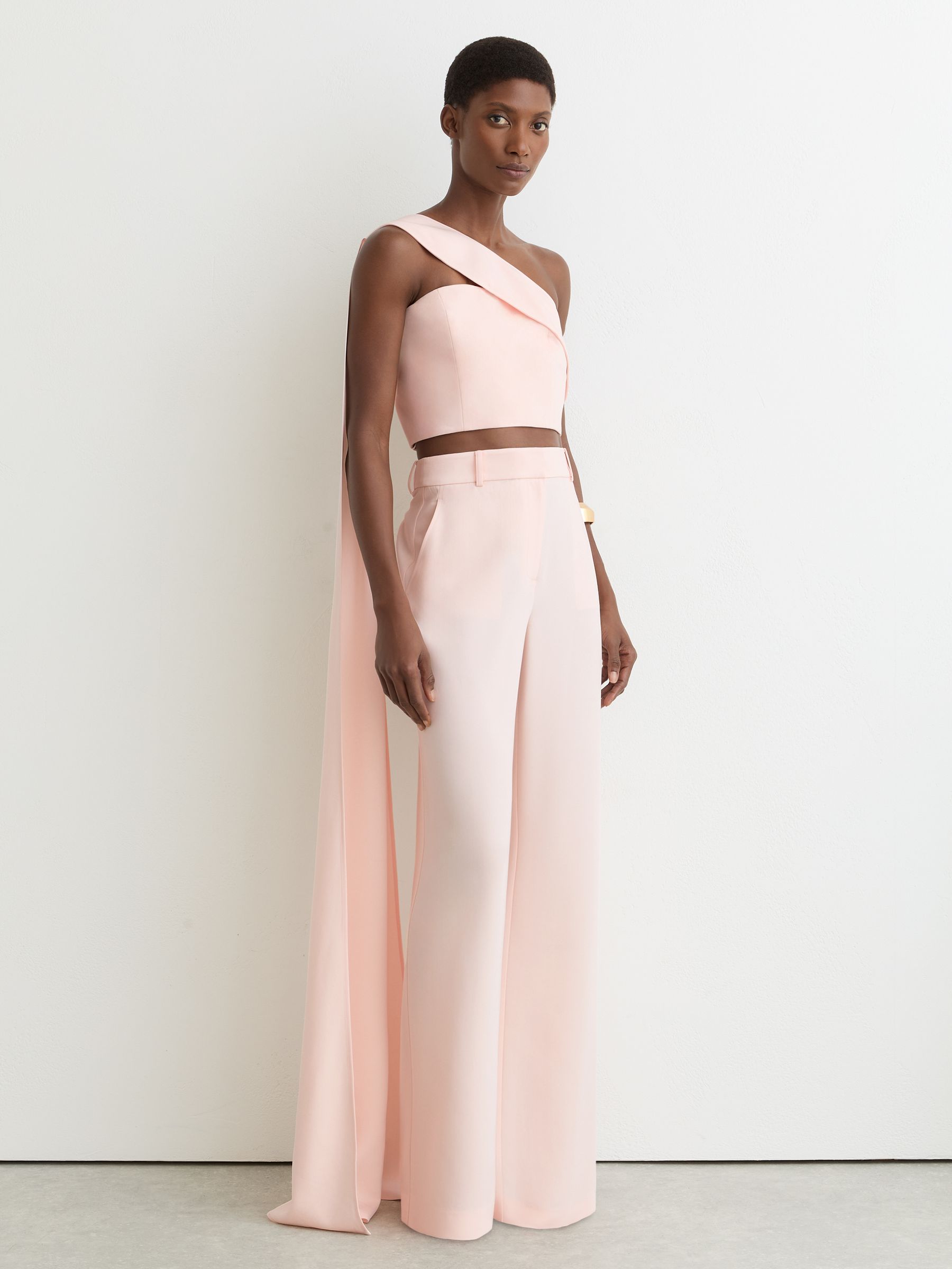 One-Shoulder Scarf Bustier Top in Pale Pink - Image 1 of 6