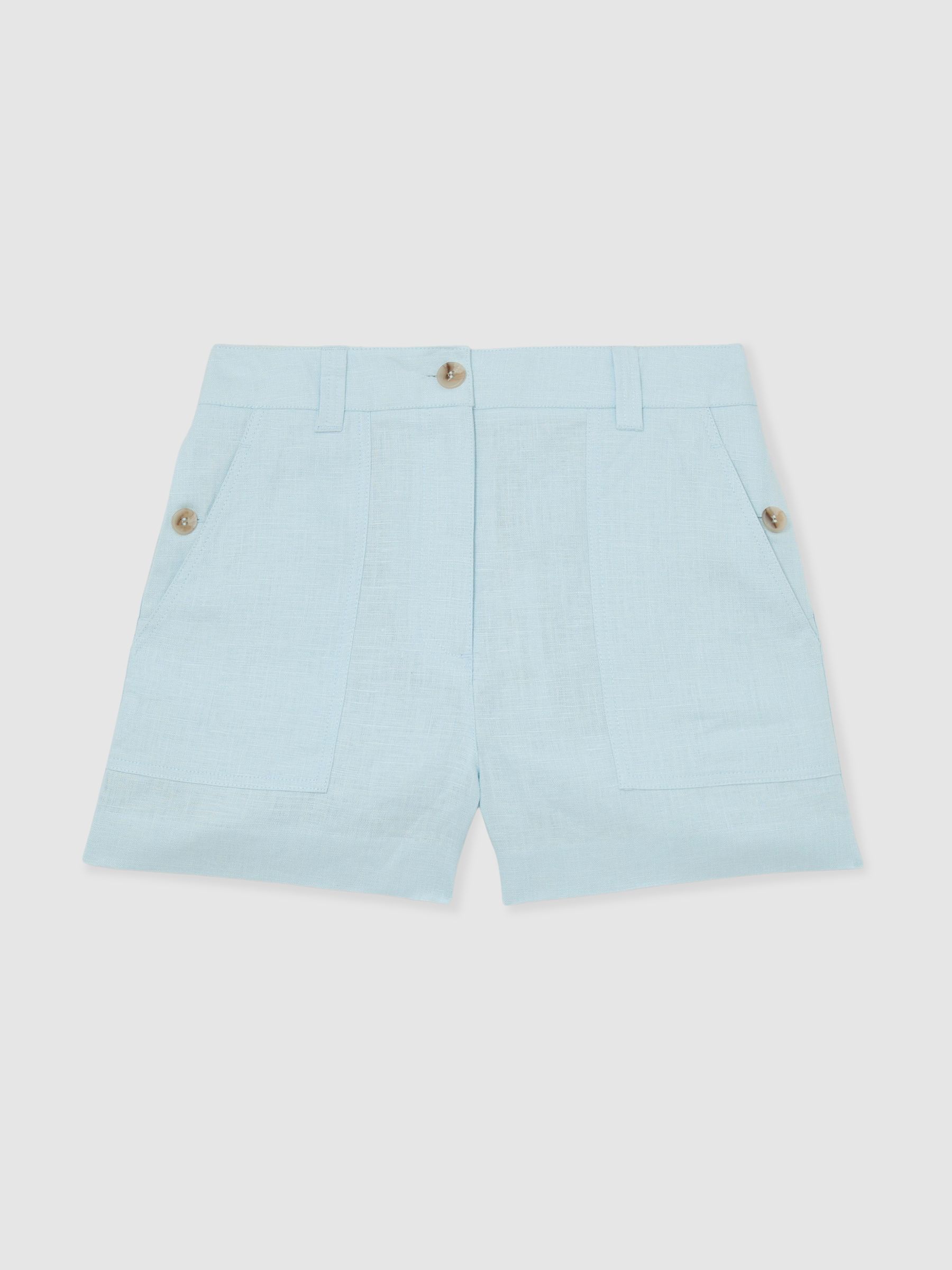 Linen Shorts in Light Blue - Image 2 of 8