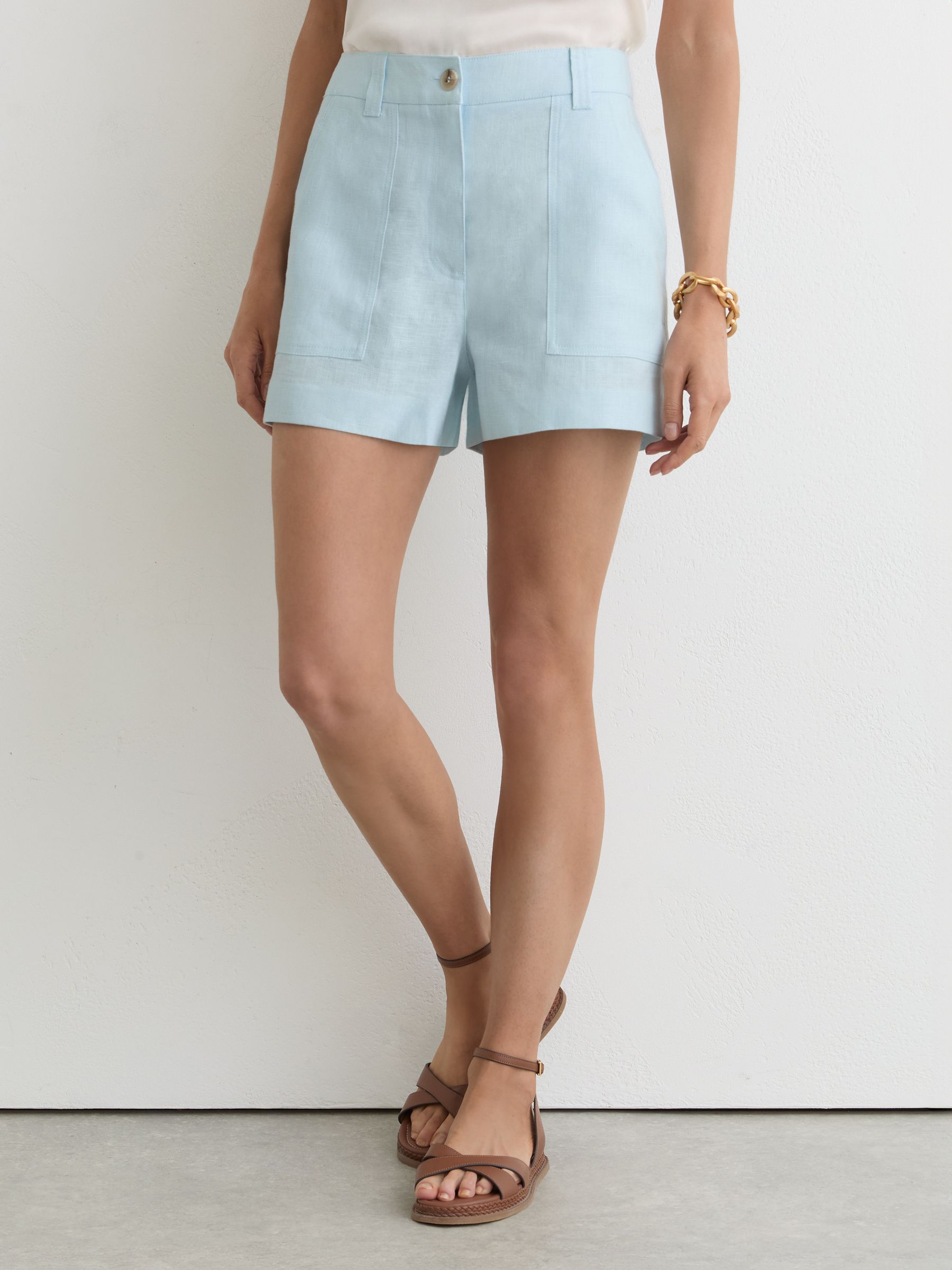 Linen Shorts in Light Blue - Image 4 of 8