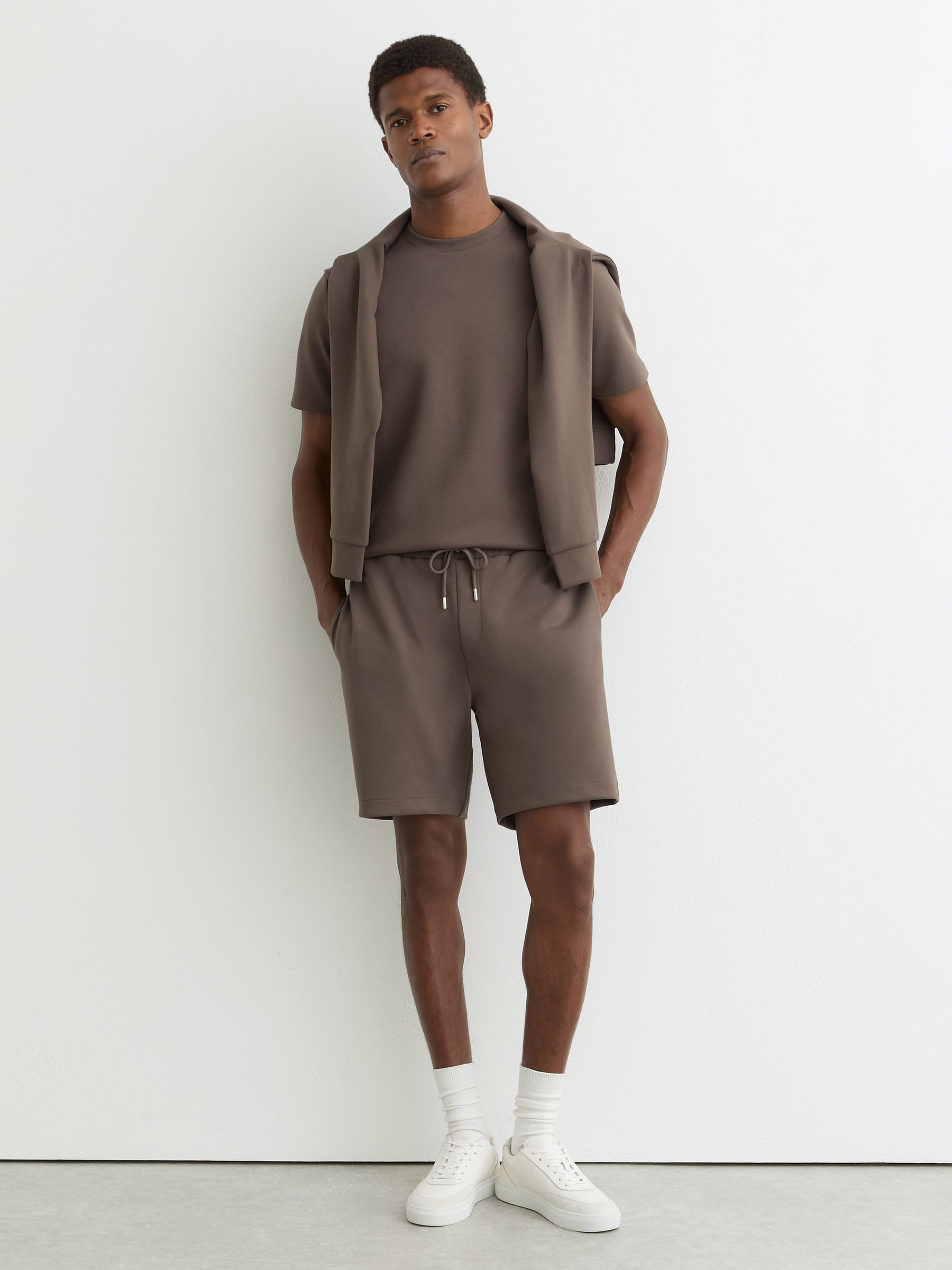 Premium Interlock Drawstring Shorts in Light Brown - image 2