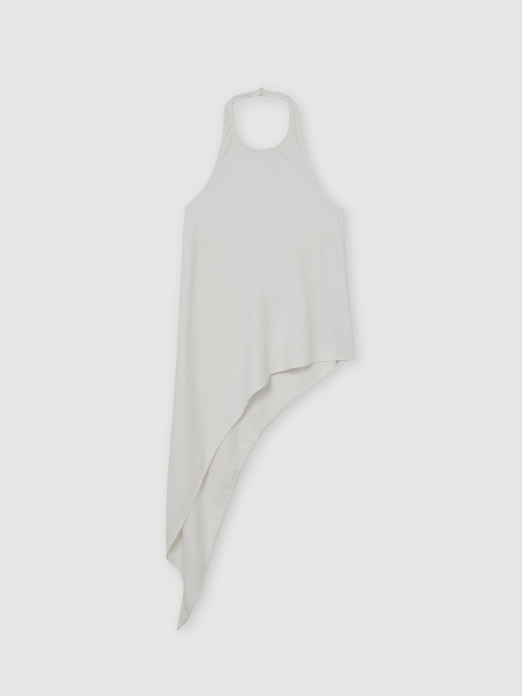 Asymmetric Draped Halterneck Top in Ivory - Image 2 of 7