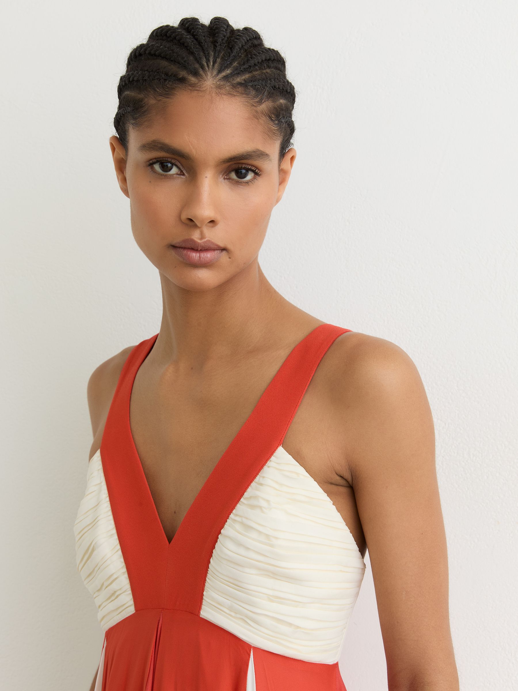 Reiss Tallie Empire-line Printed Maxi Dress - Orange/ivory Reiss Tallie Empire-line Printed Maxi Dress - Orange/ivory