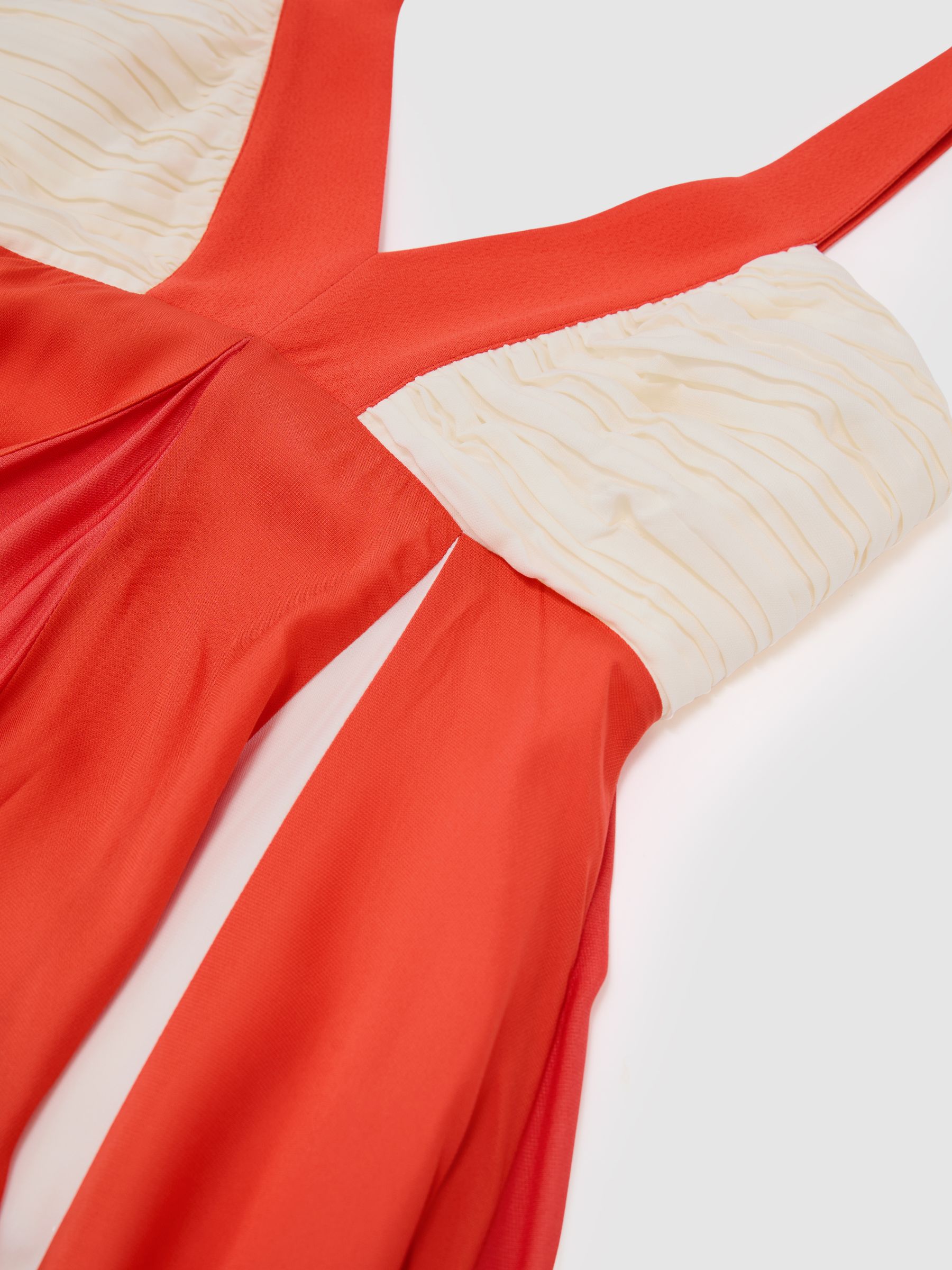 Empire-Line Printed Maxi Dress in Orange/Ivory - Image 7 of 7