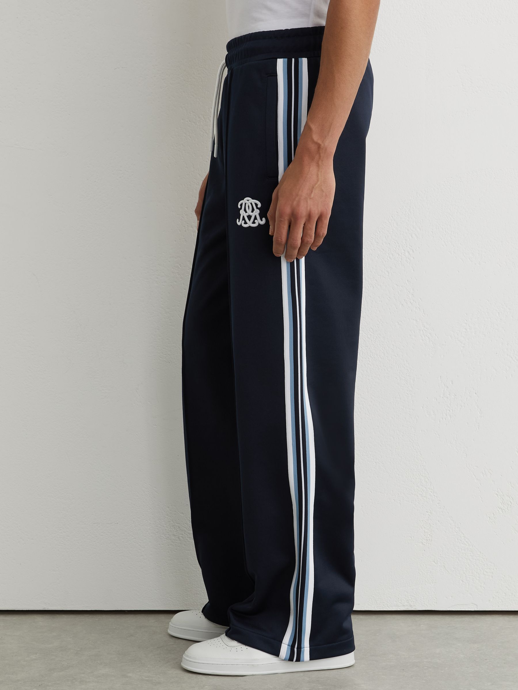 Monogram Tape-Detail Relaxed Joggers in Navy - image 2
