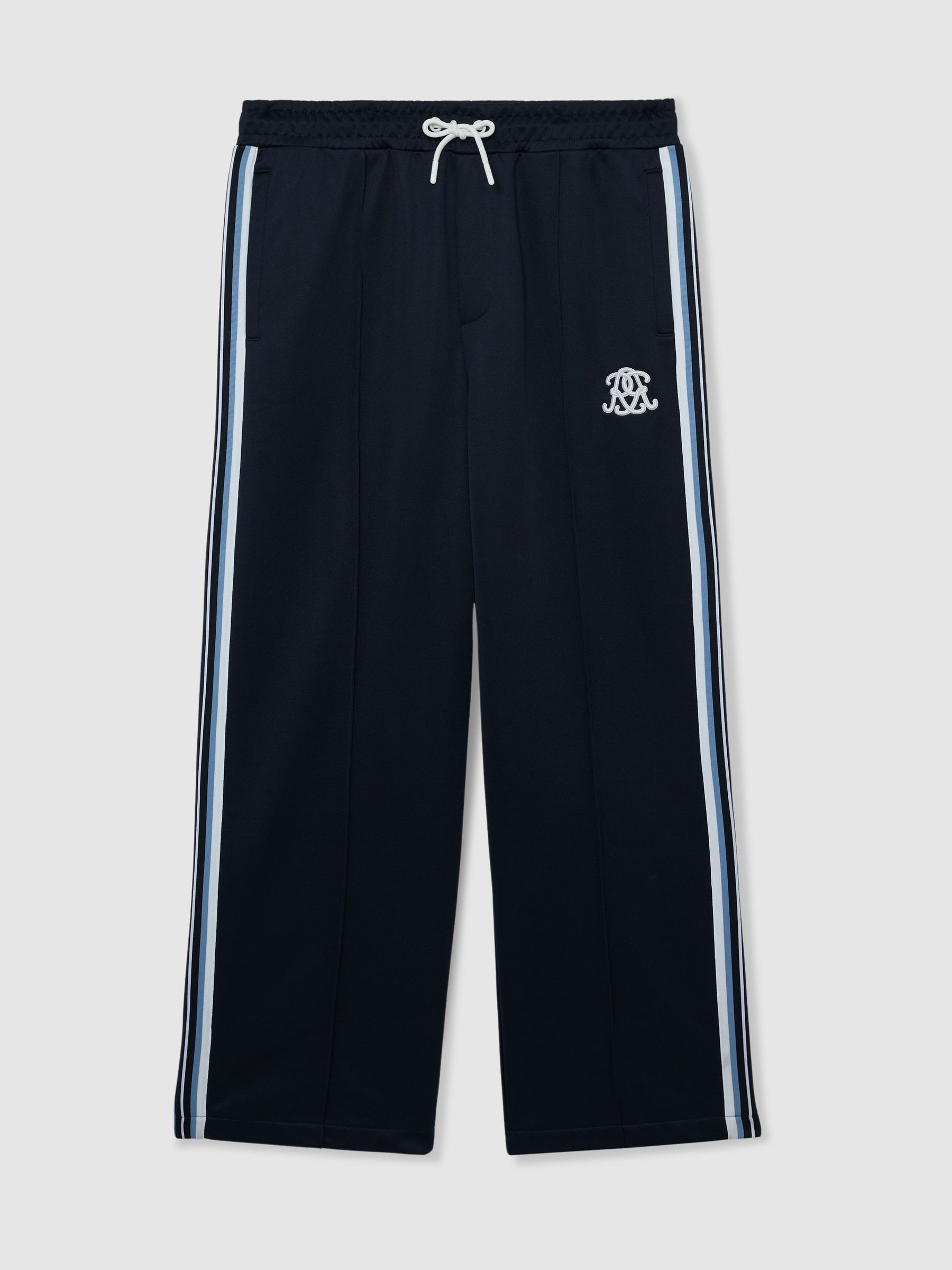 Monogram Tape-Detail Relaxed Joggers in Navy - Image 2 of 7 Monogram Tape-Detail Relaxed Joggers in Navy - Image 2 of 7