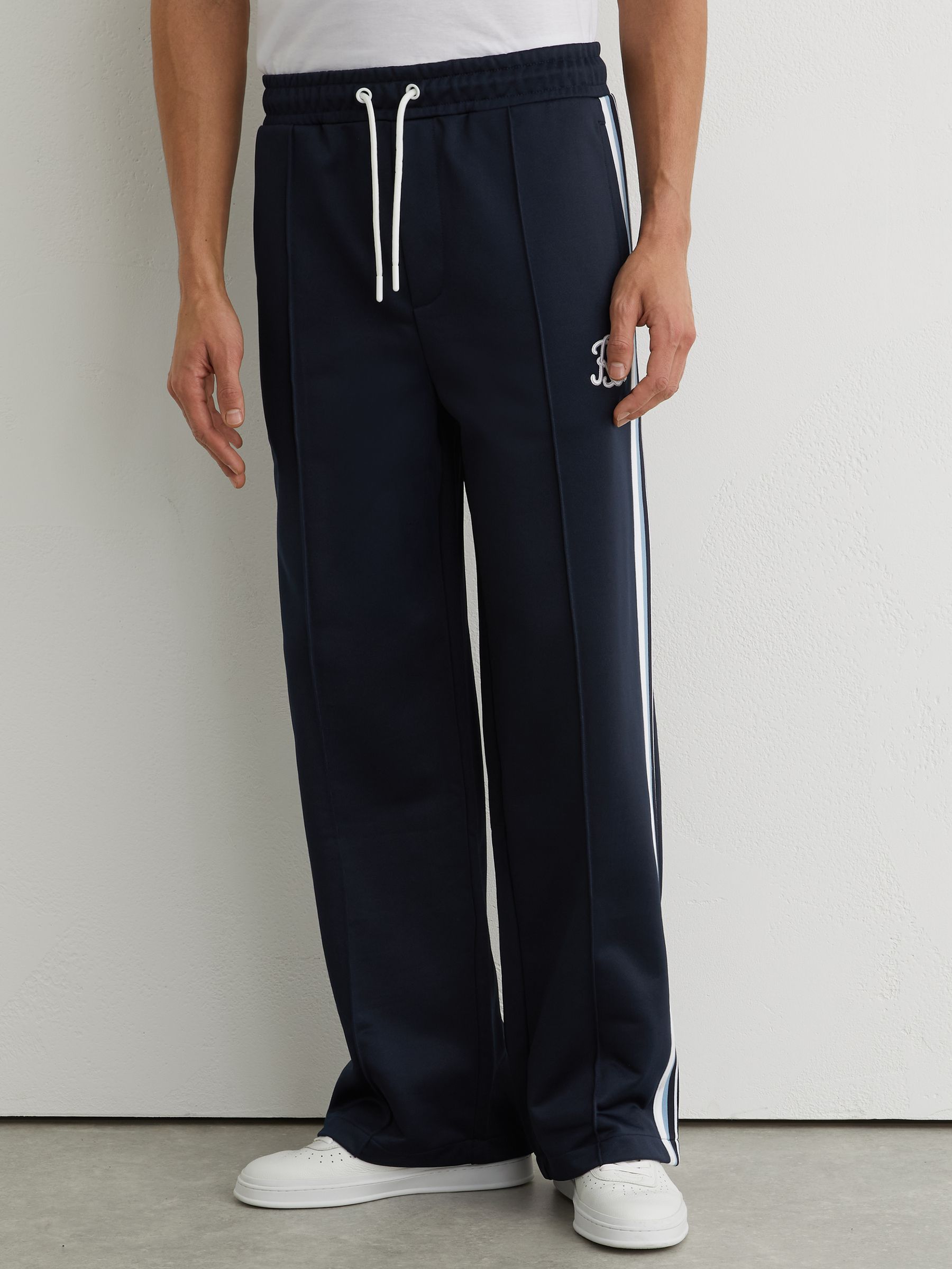 Monogram Tape-Detail Relaxed Joggers in Navy - image 4