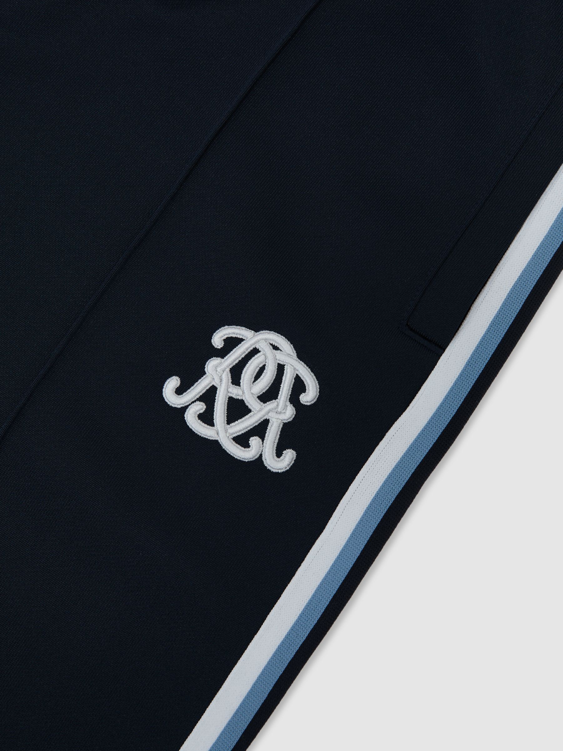 Monogram Tape-Detail Relaxed Joggers in Navy - Image 7 of 7