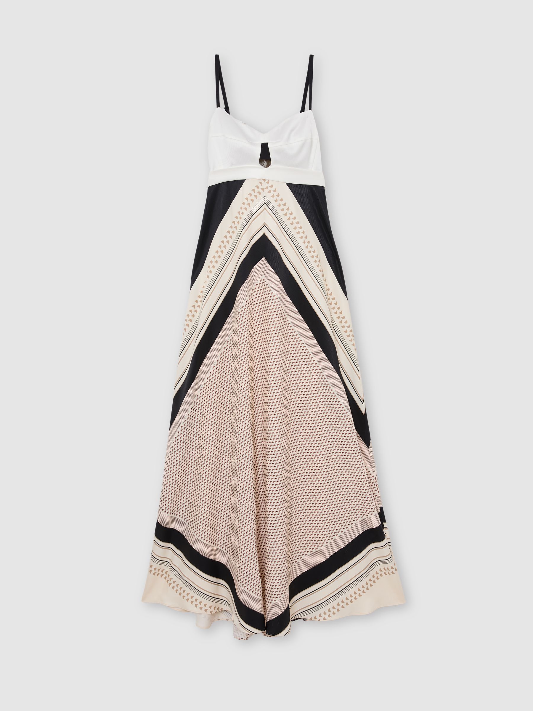 Petite Scarf-Print Tie-Back Maxi Dress in Ivory/Black - Image 2 of 9