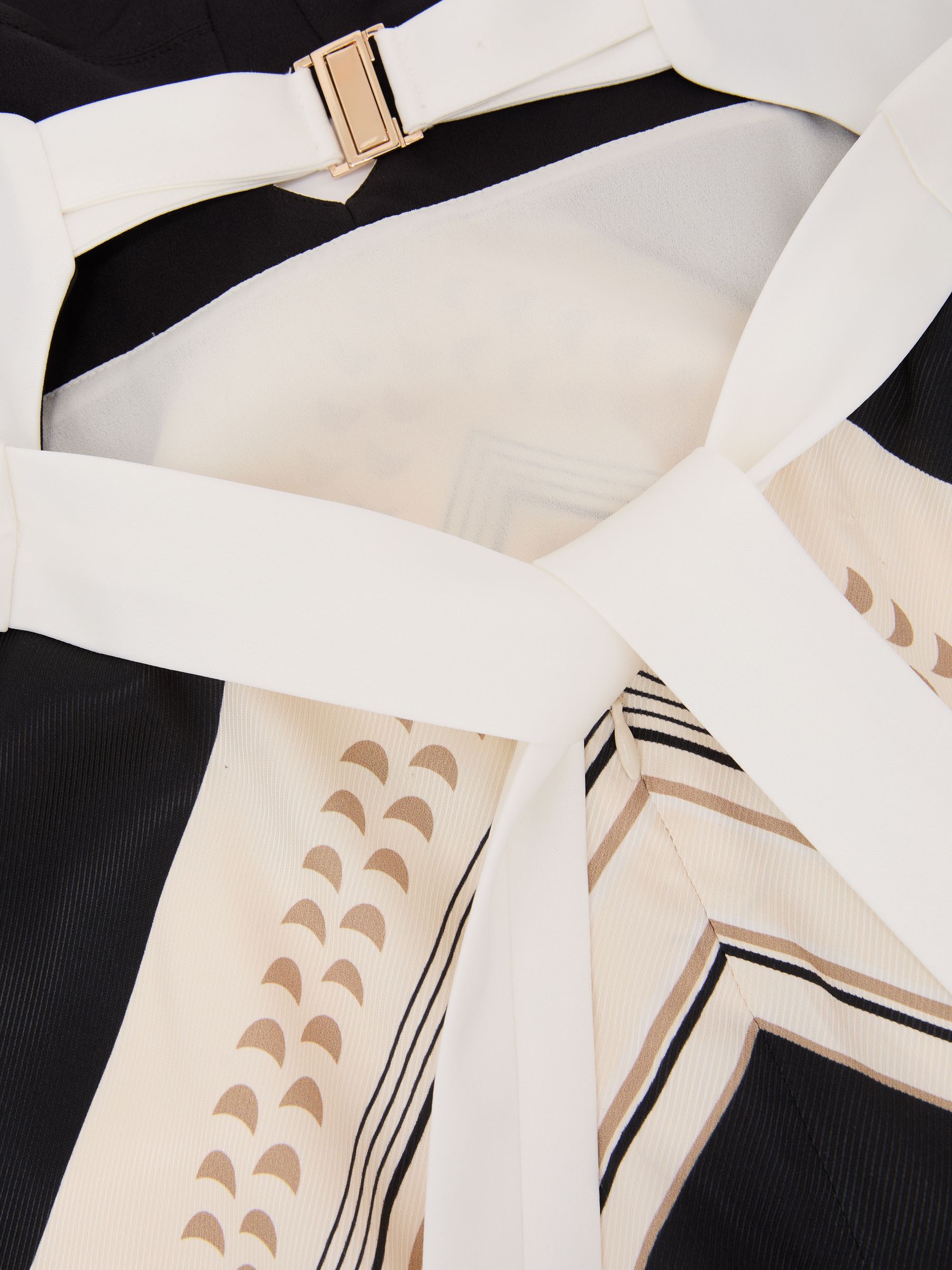 Petite Scarf-Print Tie-Back Maxi Dress in Ivory/Black - Image 8 of 9