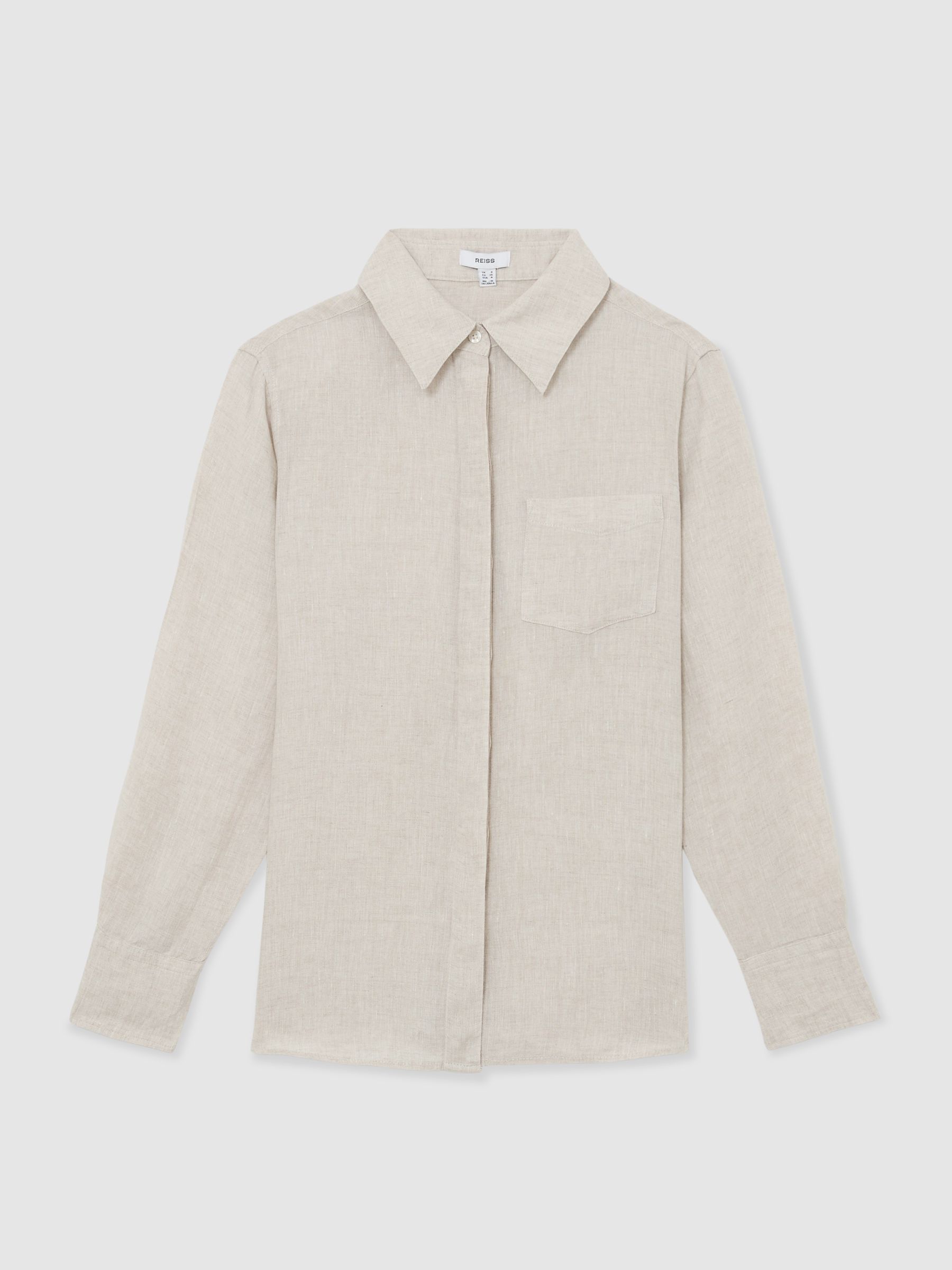 Linen Button-Through Shirt in Beige Neutral - image 1