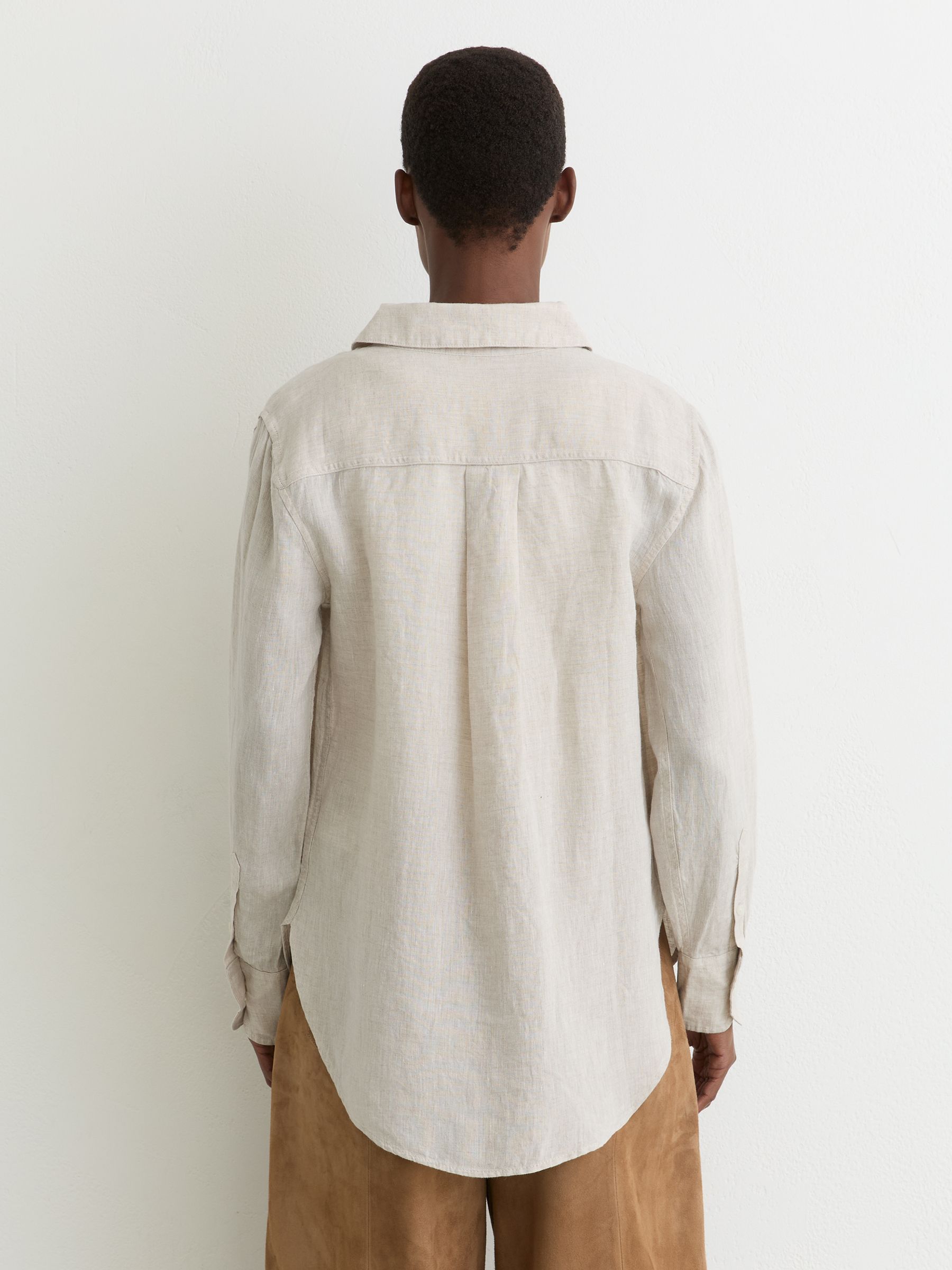 Linen Button-Through Shirt in Beige Neutral - image 5