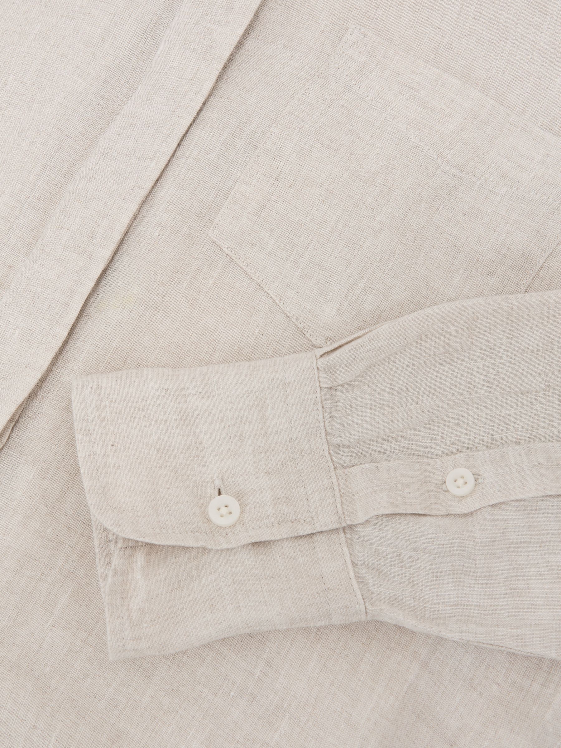 Linen Patch-Pocket Long-Sleeve Shirt in Beige Neutral - Image 6 of 6