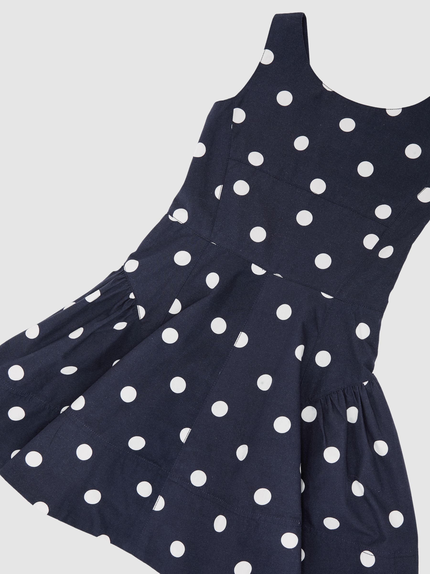 3-9 yrs Cotton Polka-Dot Sleeveless Dress in Navy/Ivory - Image 3 of 4