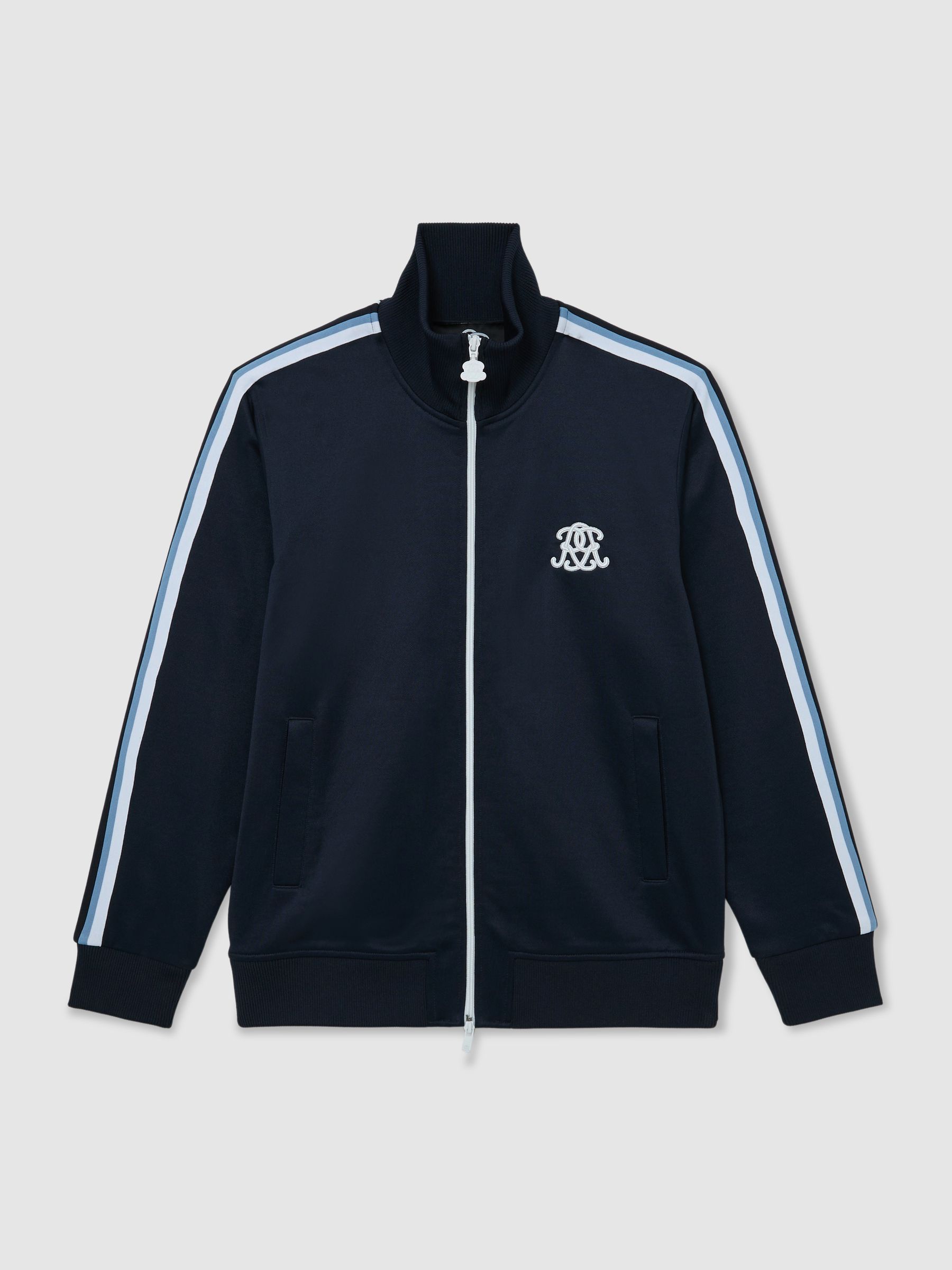 Monogram Relaxed Dual-Zip Track Jacket in Navy - image 1