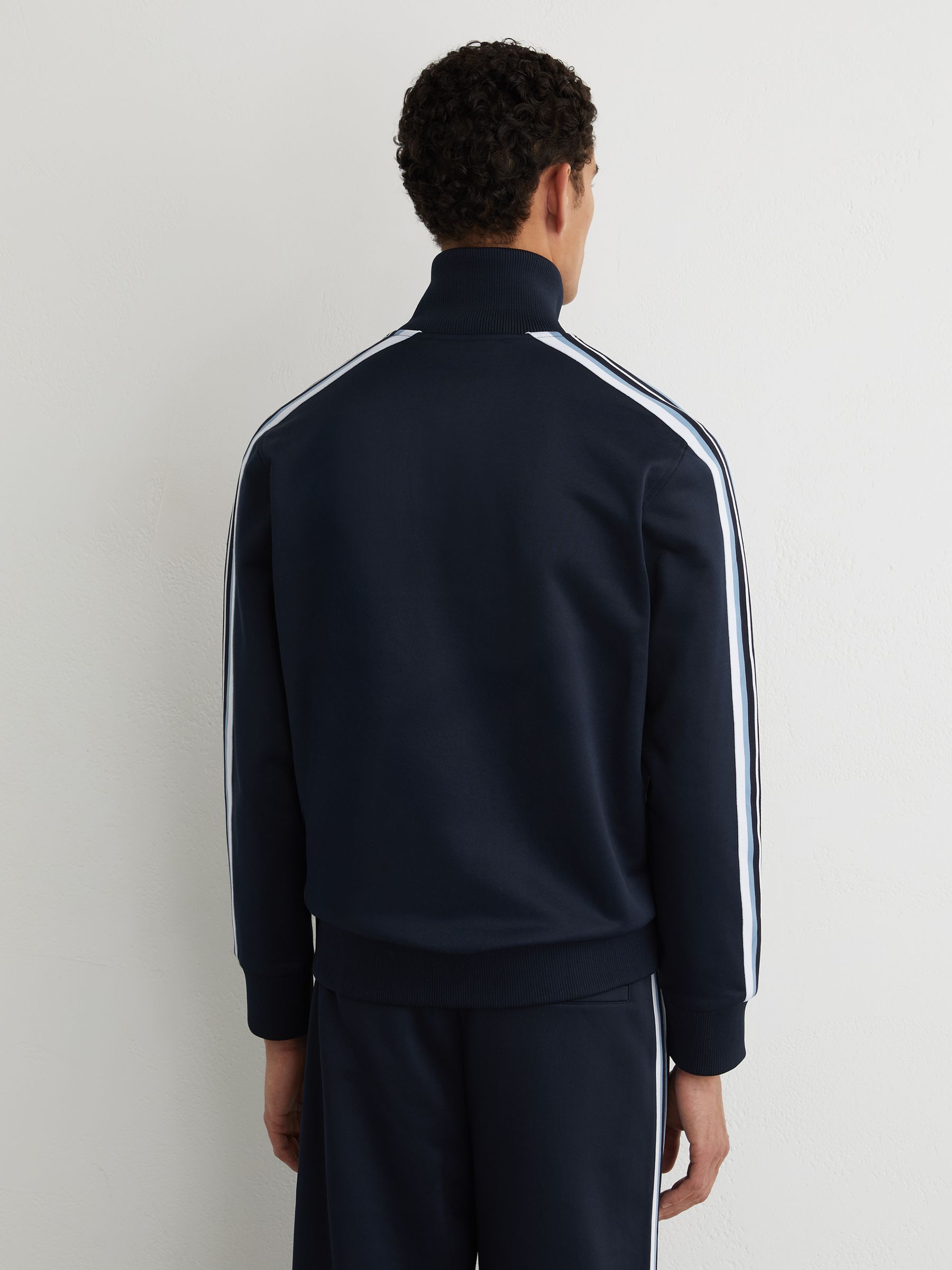 Monogram Relaxed Dual-Zip Track Jacket in Navy - Image 6 of 7