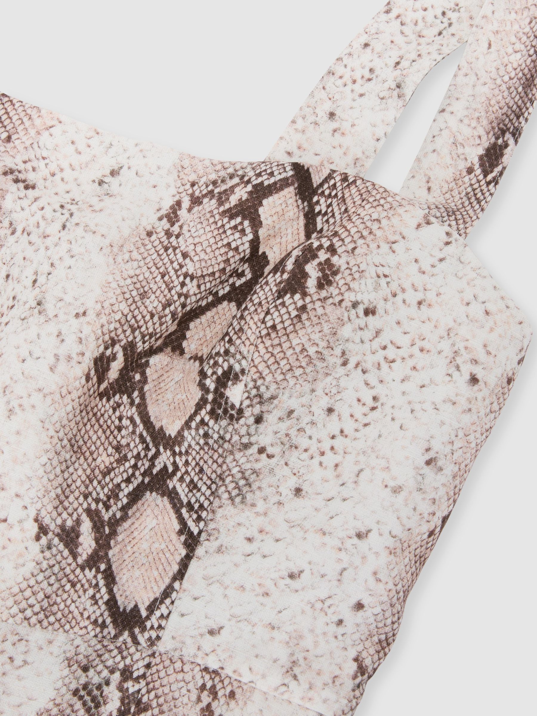 Linen-Blend Snake-Print Midi Dress in Neutral - image 3