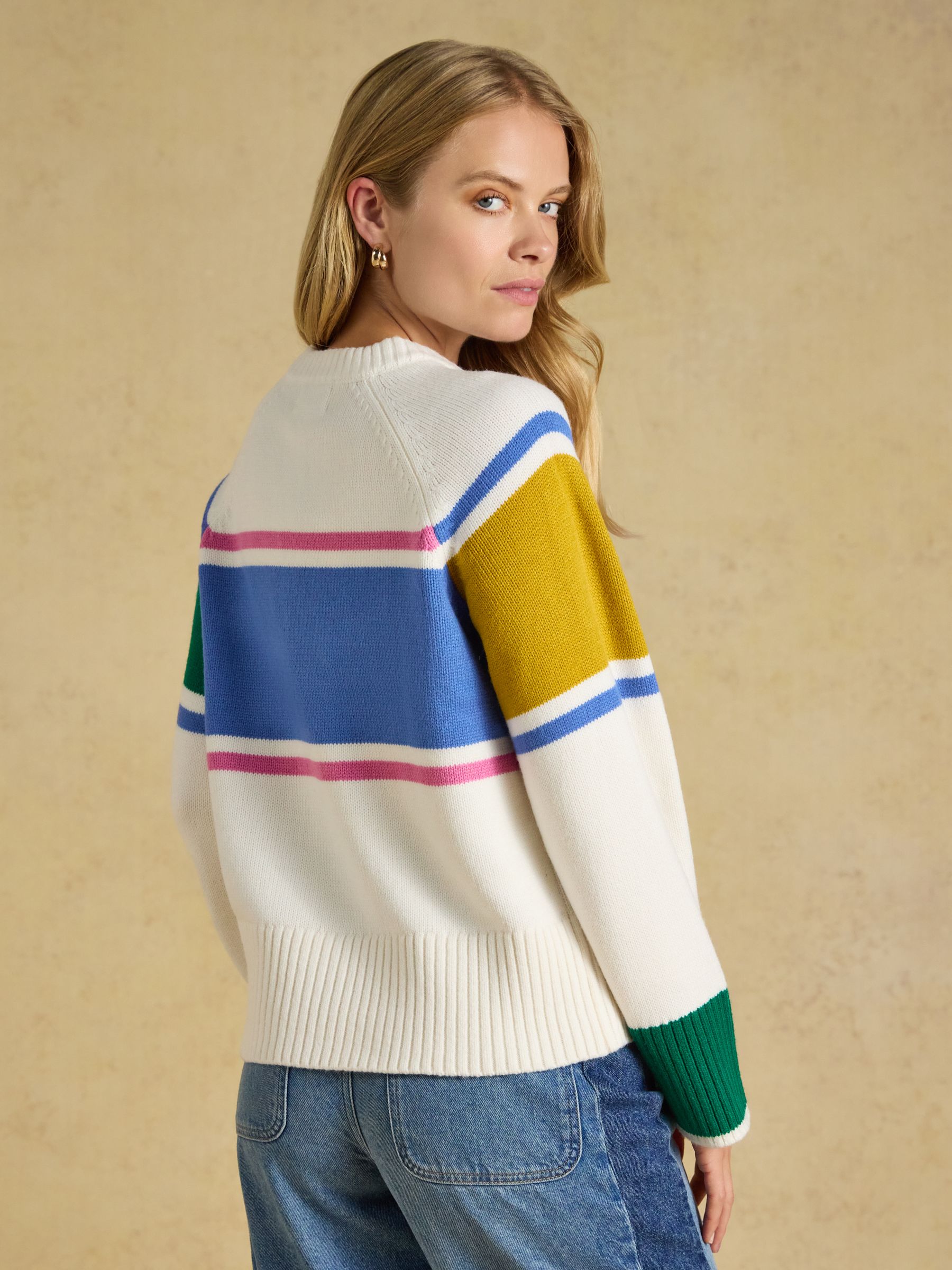 Cream Apres Colourblock Knitted Jumper - Image 2 of 7