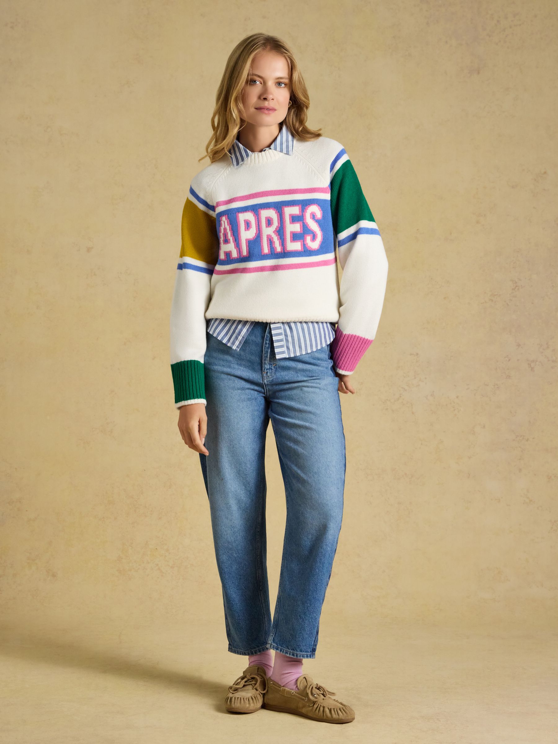 Cream Apres Colourblock Knitted Jumper - Image 6 of 7