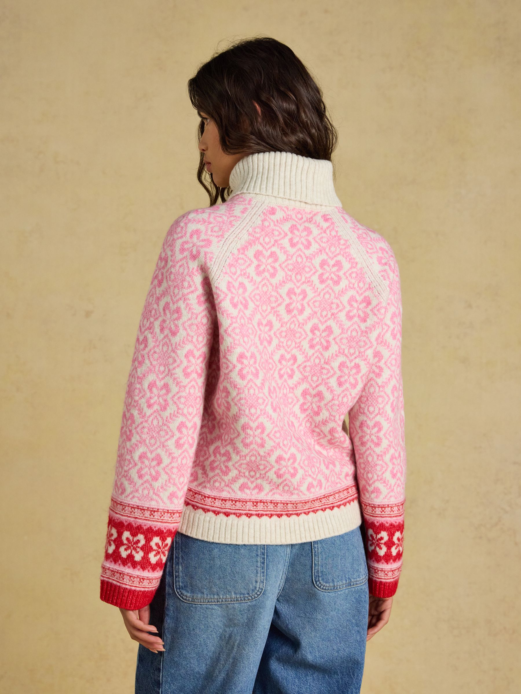 Pink Patterned Knitted Jumper with Detachable Roll Neck - Image 2 of 8