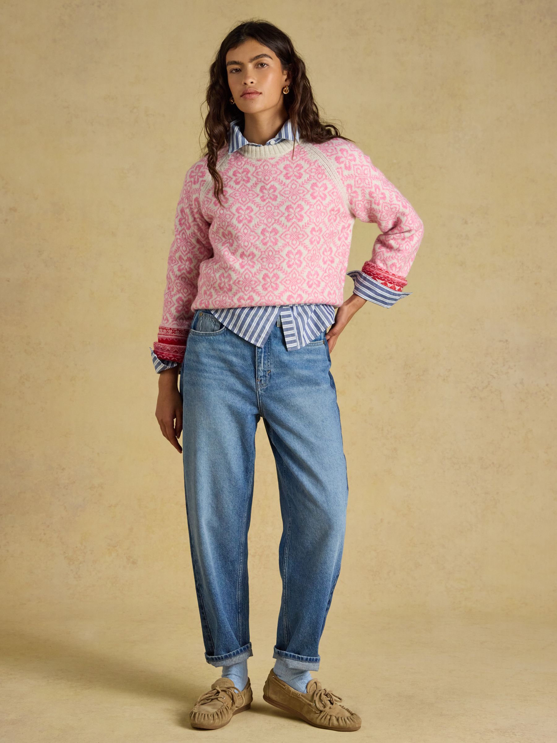 Pink Patterned Knitted Jumper with Detachable Roll Neck - Image 5 of 8