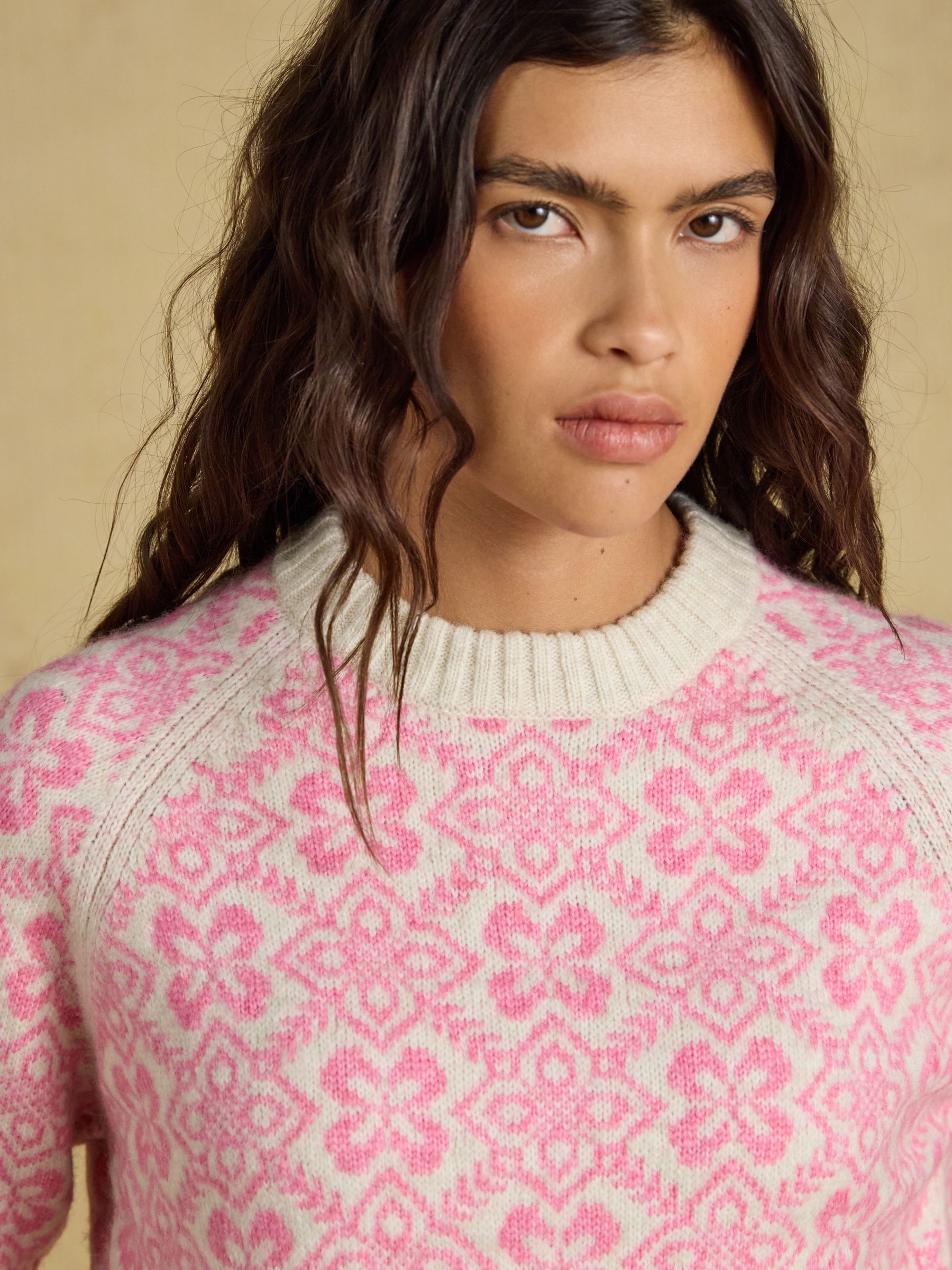 Pink Patterned Knitted Jumper with Detachable Roll Neck - Image 6 of 8