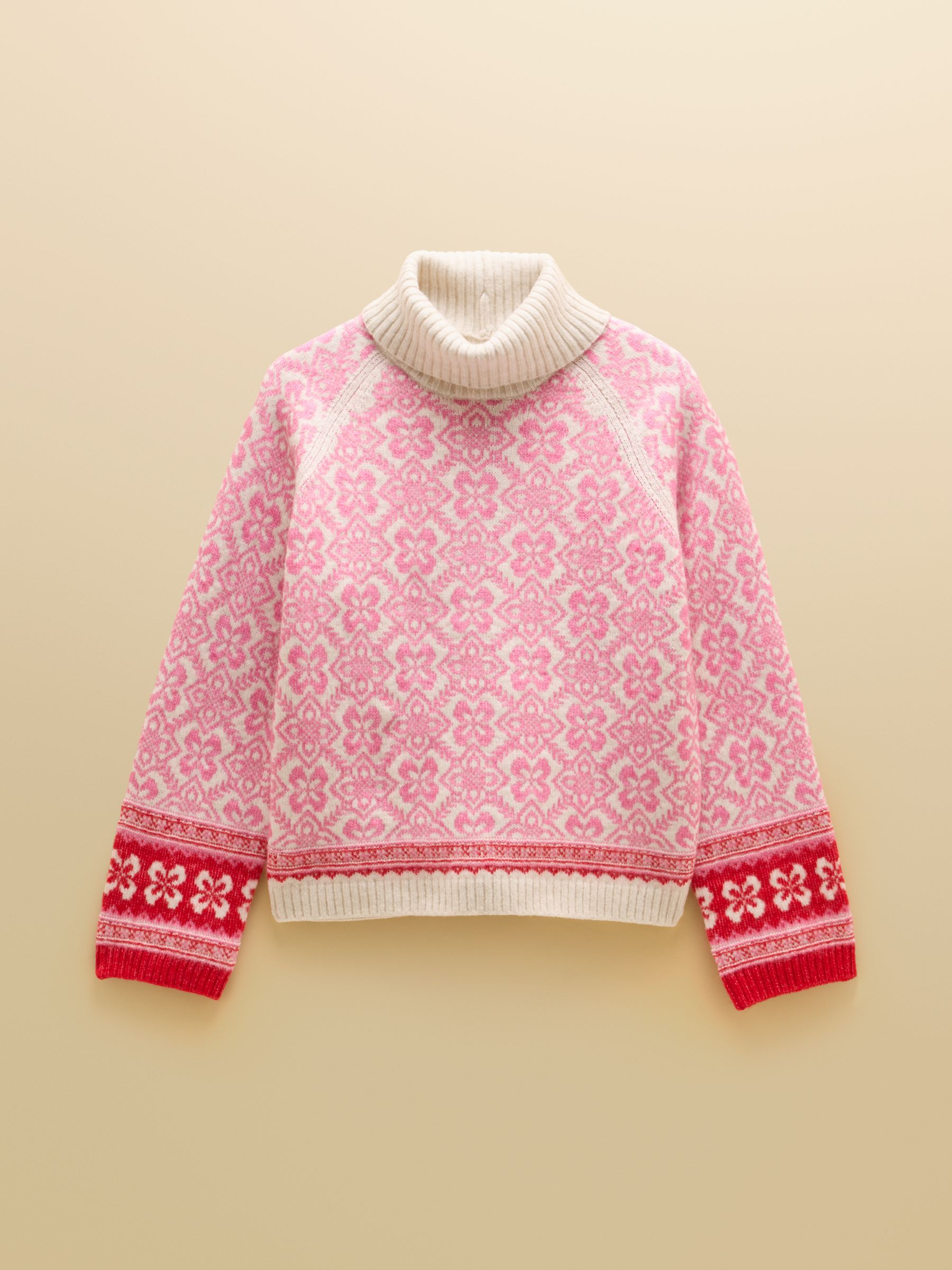 Pink Patterned Knitted Jumper with Detachable Roll Neck - Image 8 of 8
