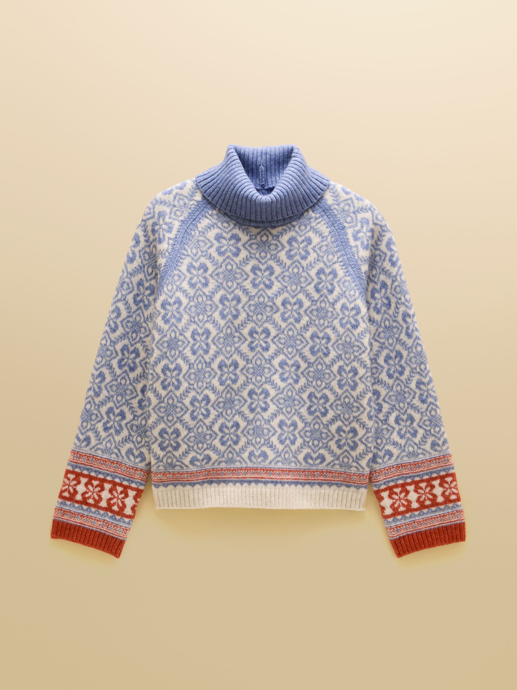Blue Patterned Knitted Jumper with Detachable Roll Neck - Image 10 of 10 Blue Patterned Knitted Jumper with Detachable Roll Neck - Image 10 of 10