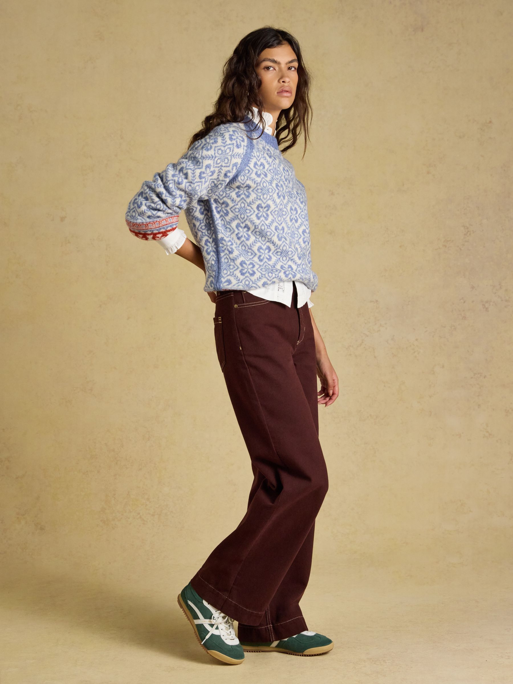 Blue Patterned Knitted Jumper with Detachable Roll Neck - Image 8 of 10