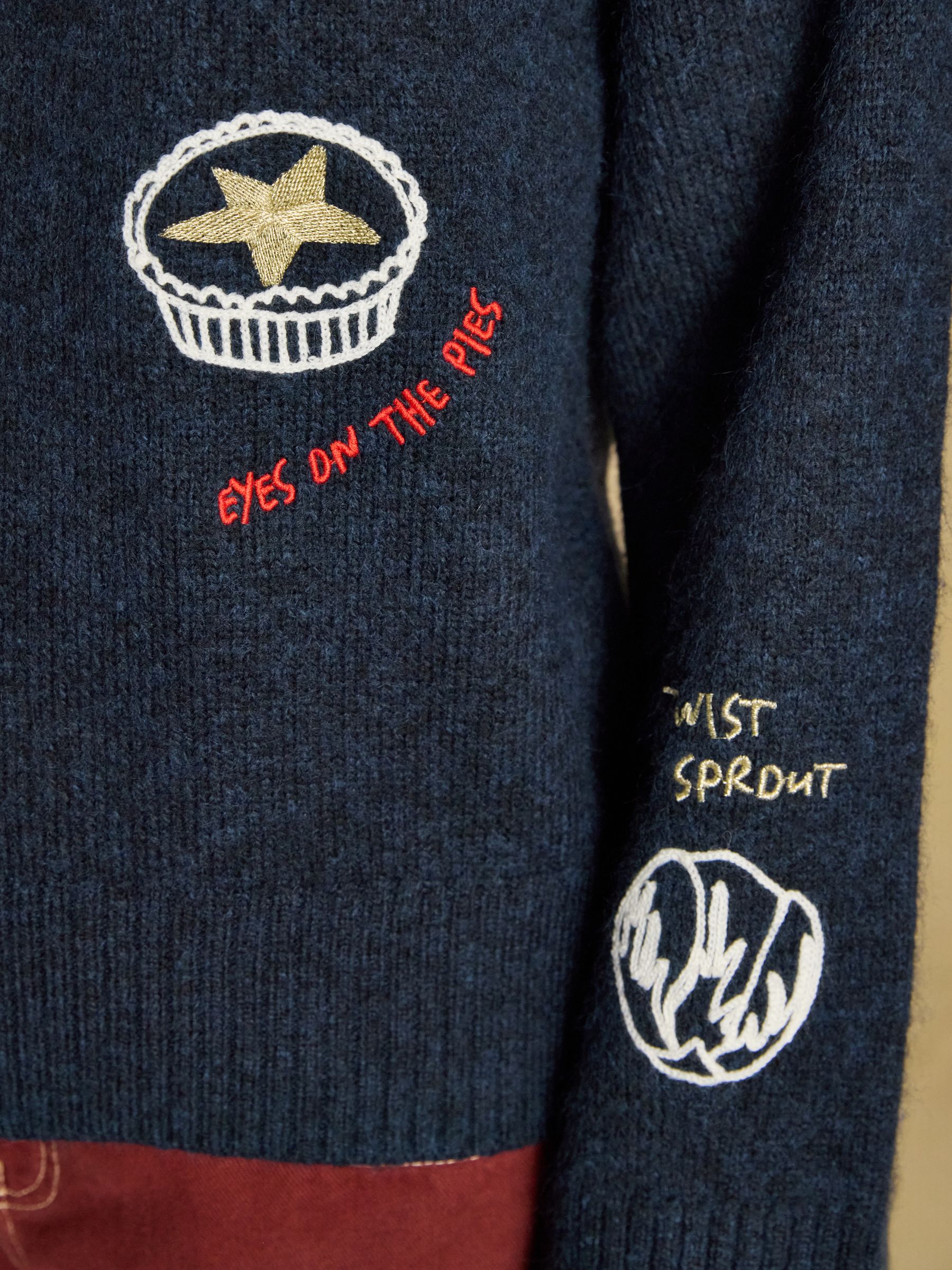 Navy Embroidered Christmas Icons Crew Neck Jumper - Image 6 of 9