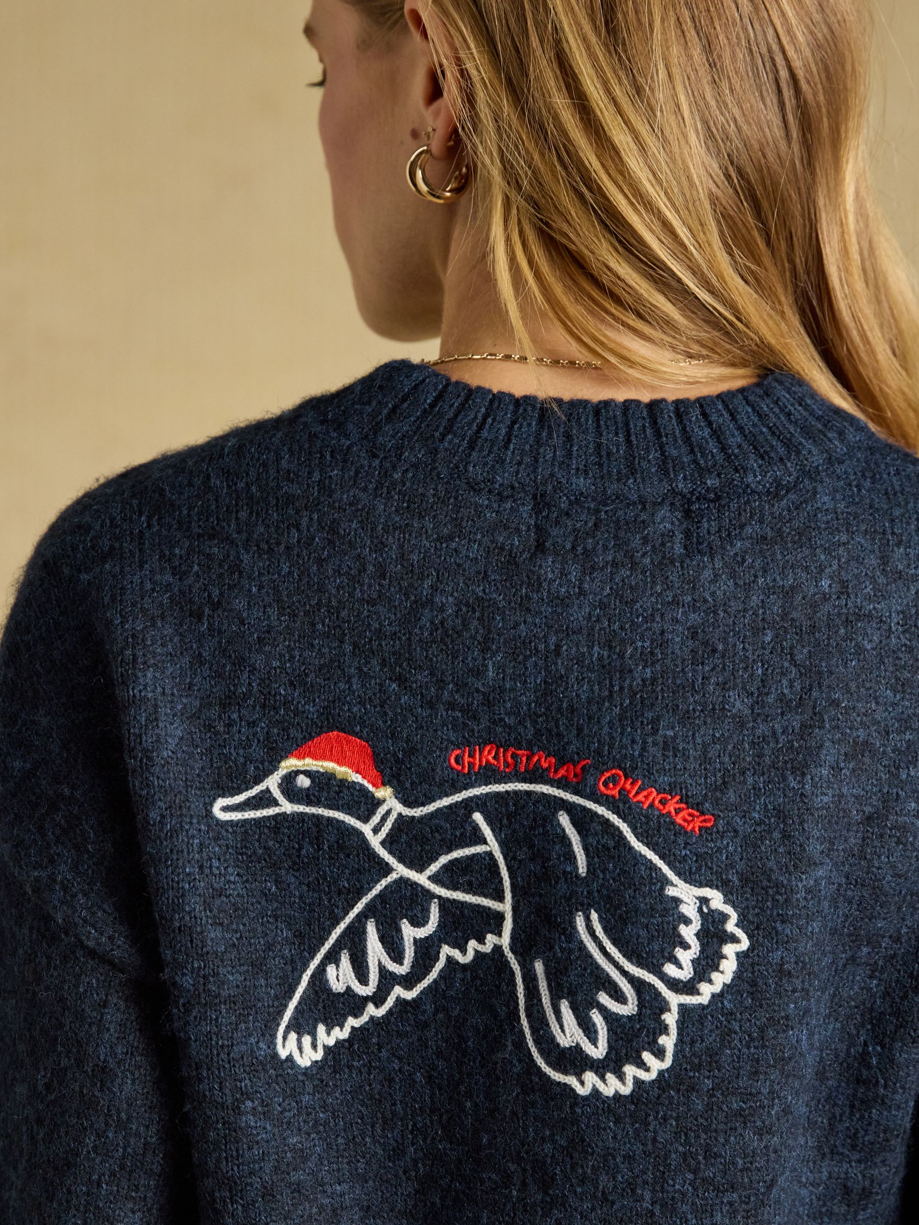 Navy Embroidered Christmas Icons Crew Neck Jumper - Image 7 of 9