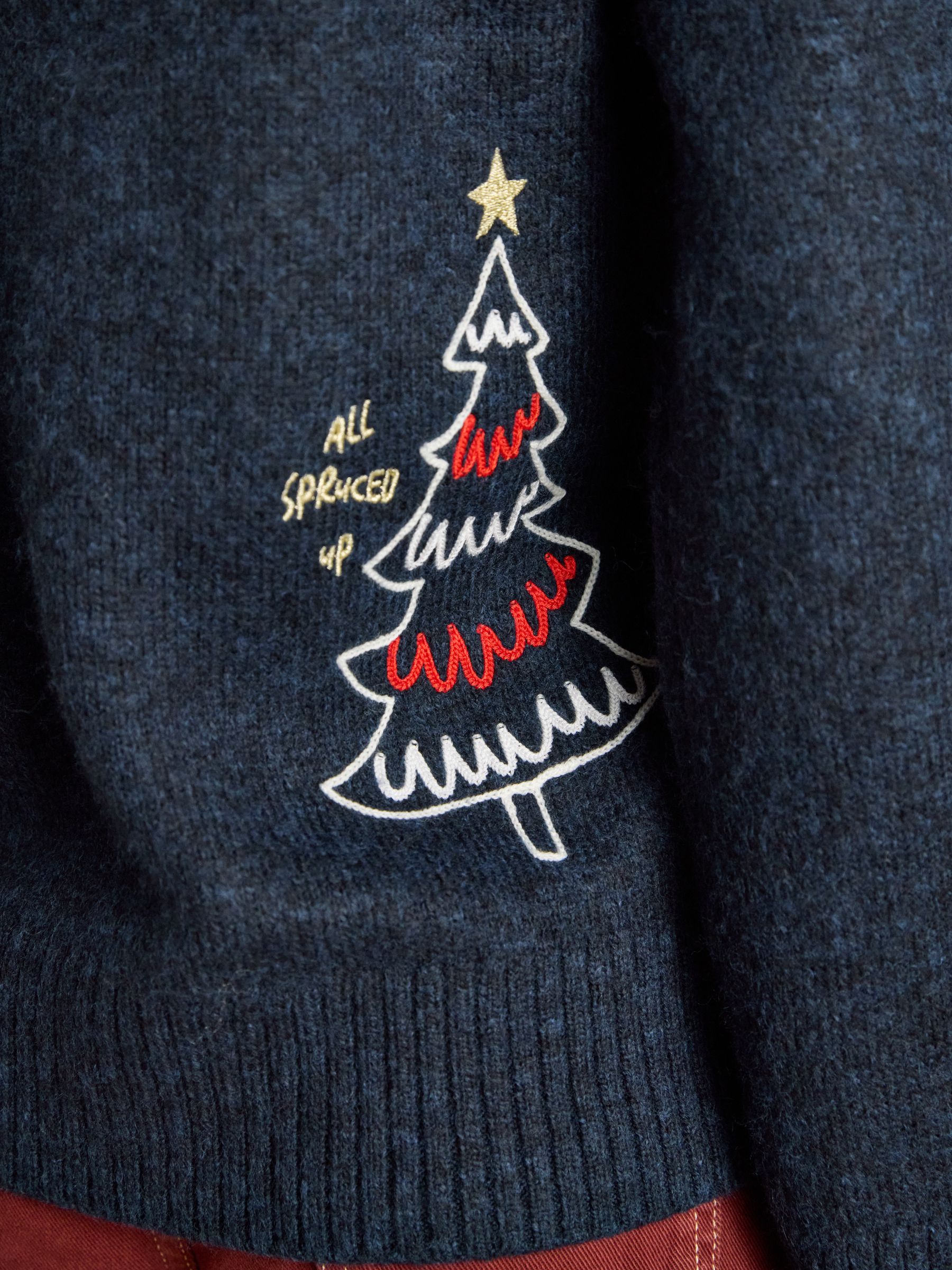 Navy Embroidered Christmas Icons Crew Neck Jumper - Image 8 of 9