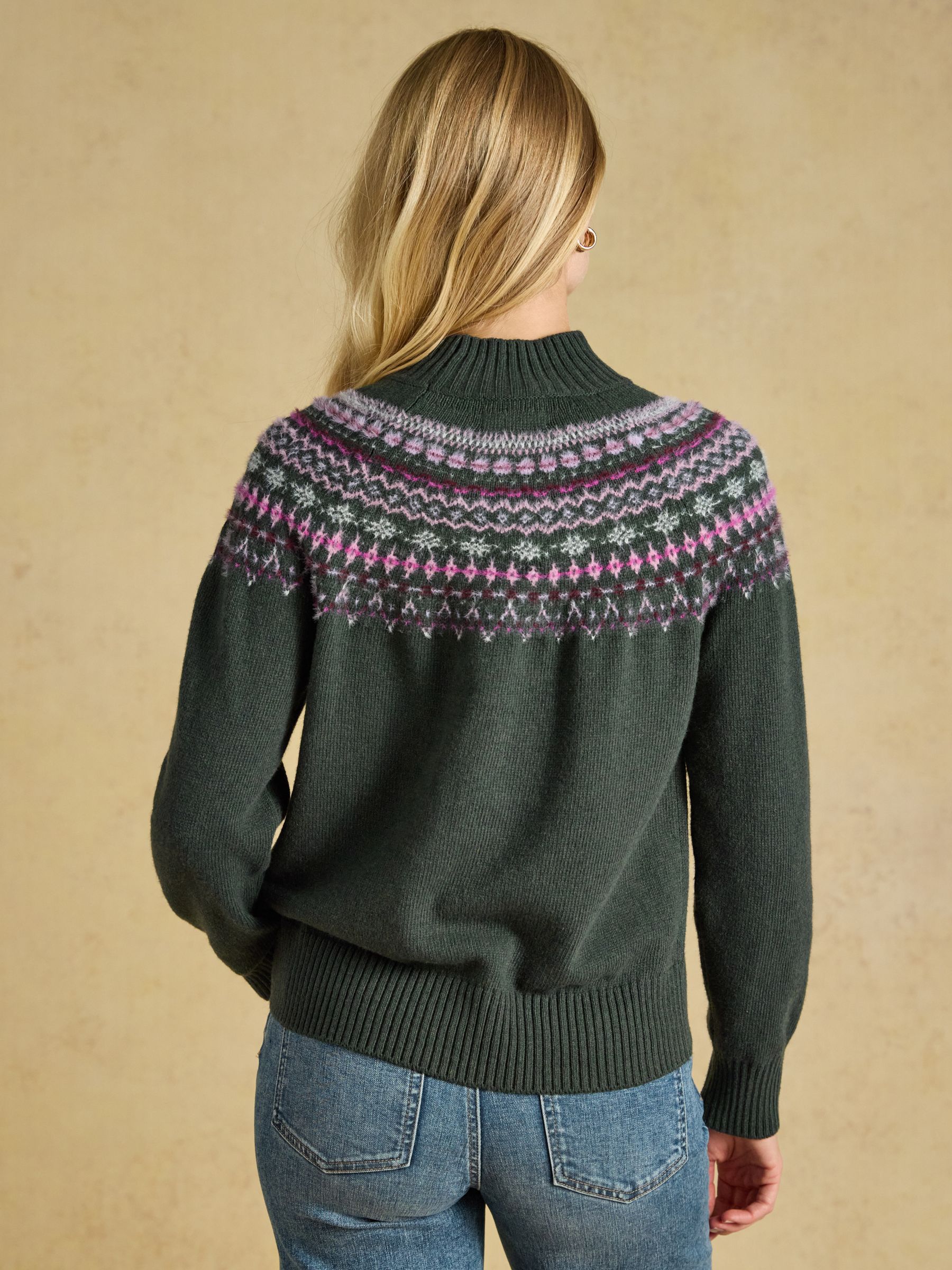 Green Fair Isle High Neck Jumper - Image 2 of 6 Green Fair Isle High Neck Jumper - Image 2 of 6