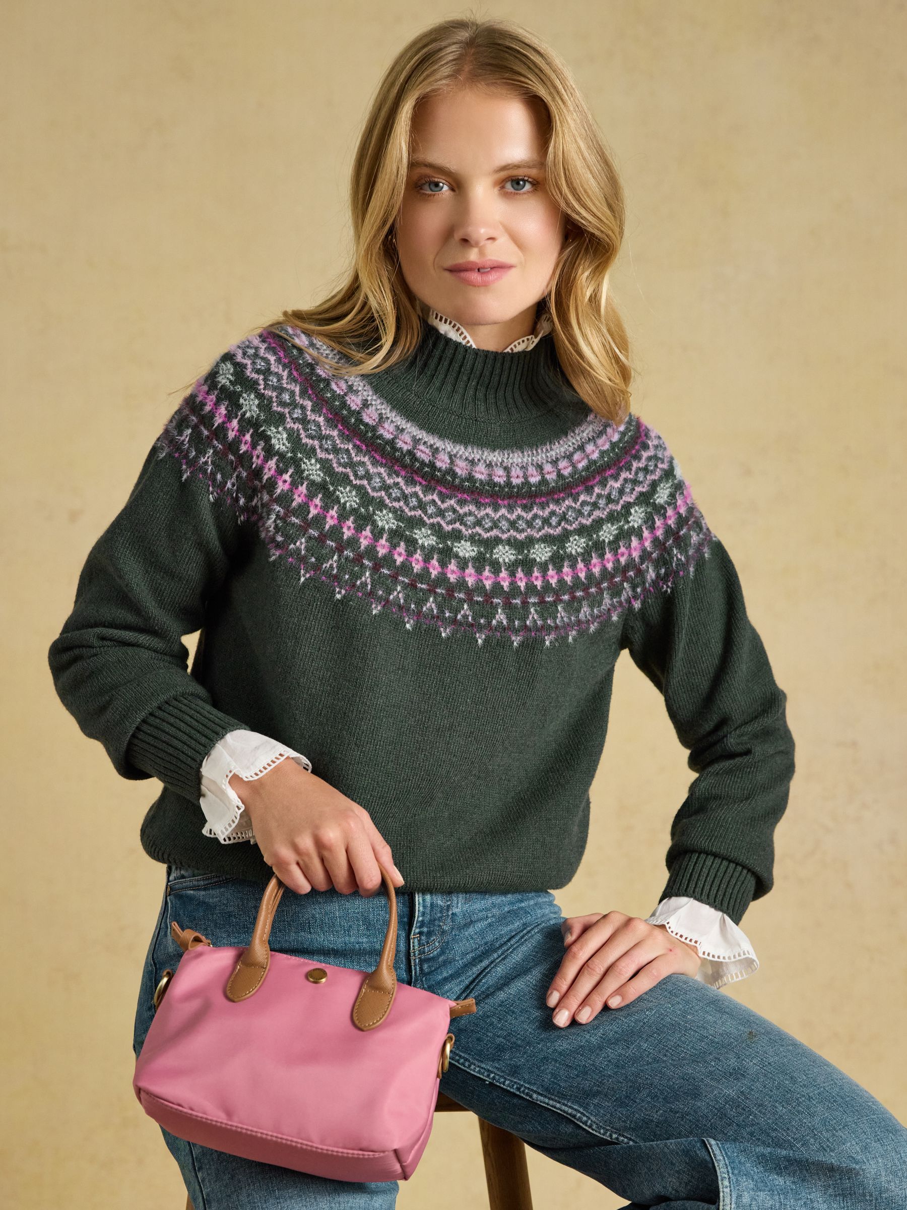Green Fair Isle High Neck Jumper - Image 3 of 6