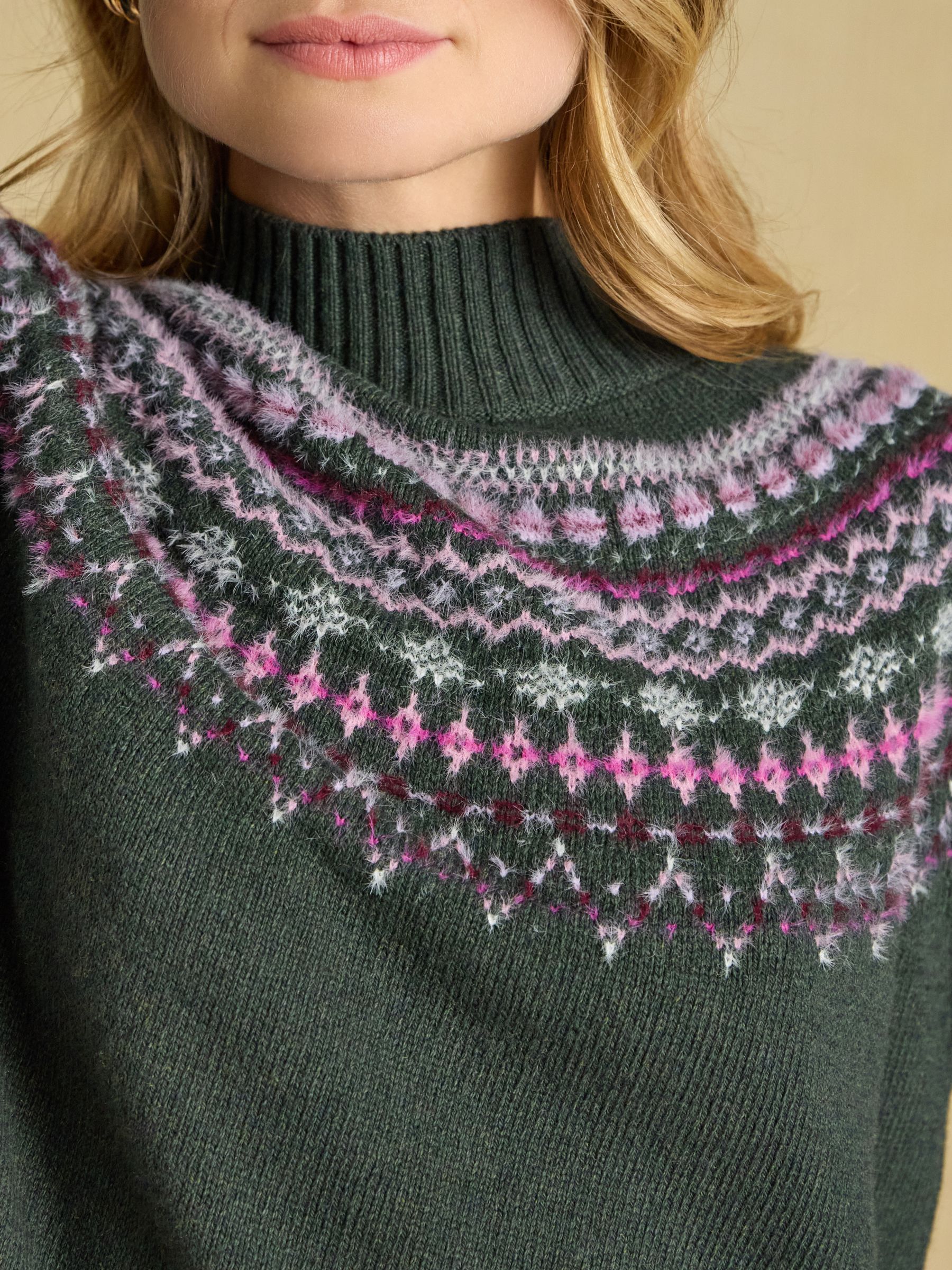 Green Fair Isle High Neck Jumper - Image 4 of 6