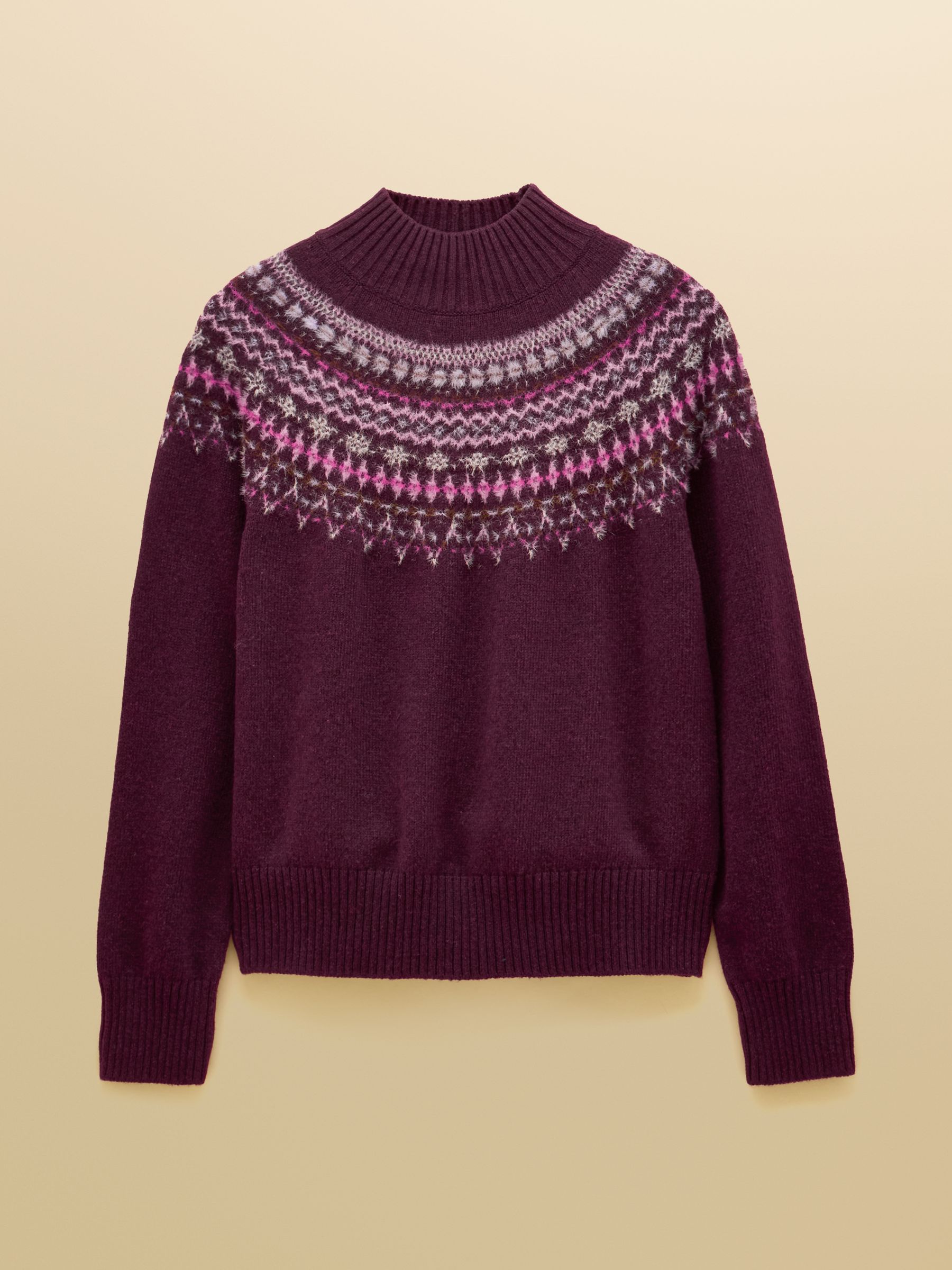 Wine Fair Isle High Neck Jumper - Image 7 of 7