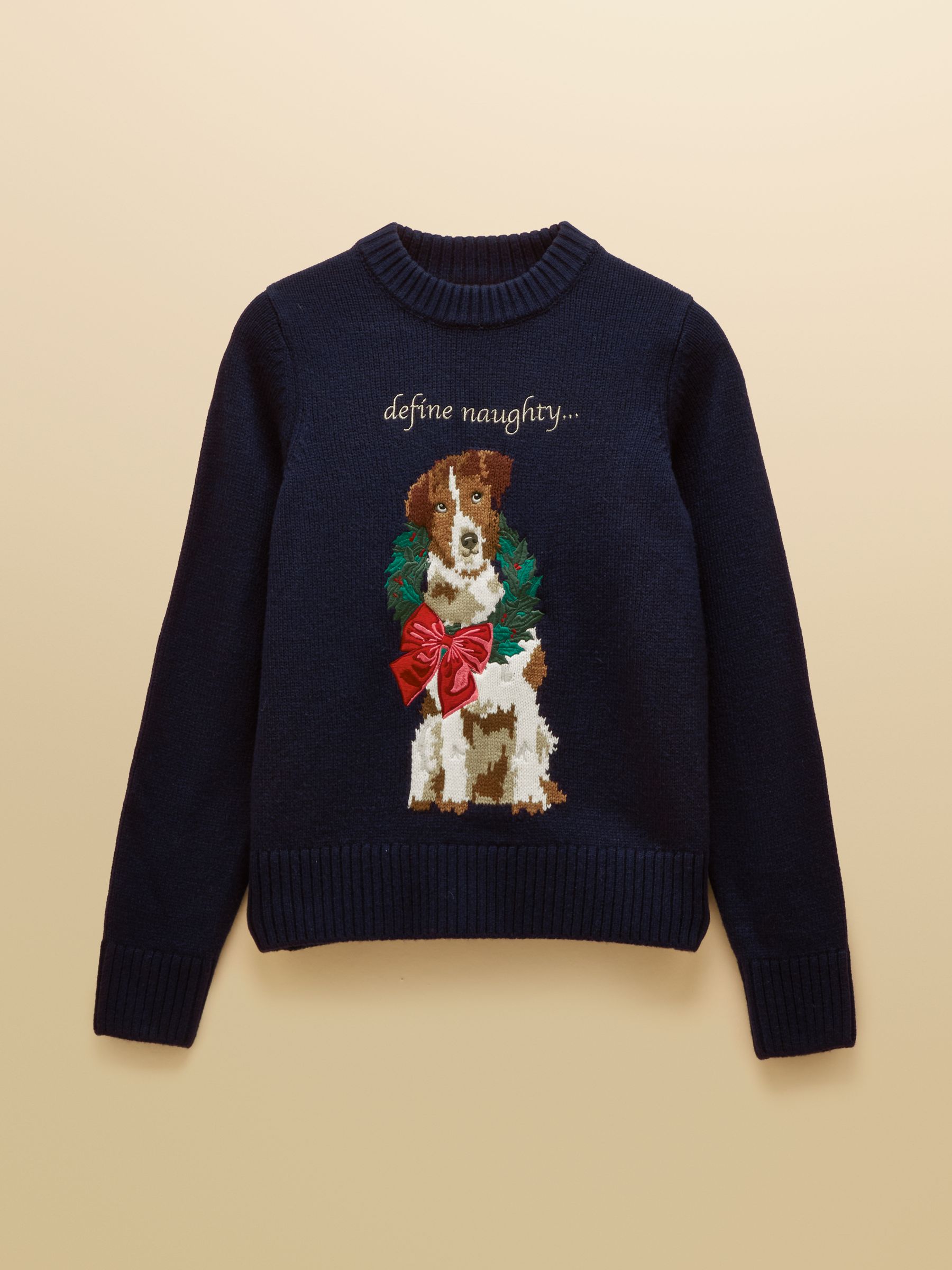 Dog Navy Crew Neck Knitted Christmas Jumper - Image 7 of 7