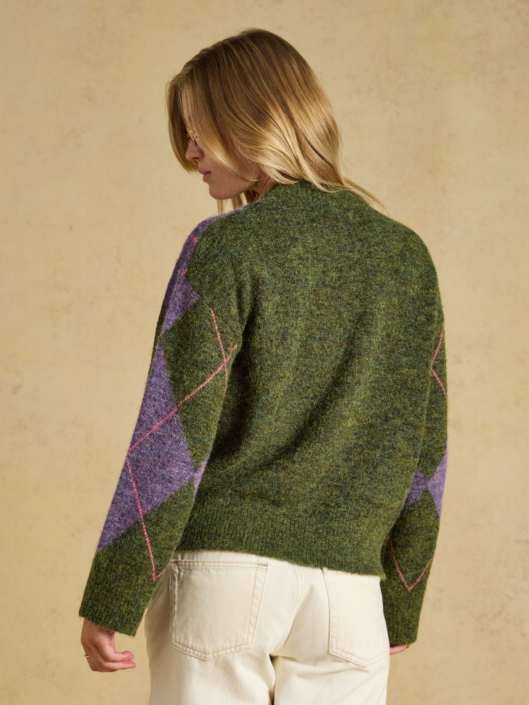 Argyle Multi Knitted Crew Neck Jumper - Image 2 of 8