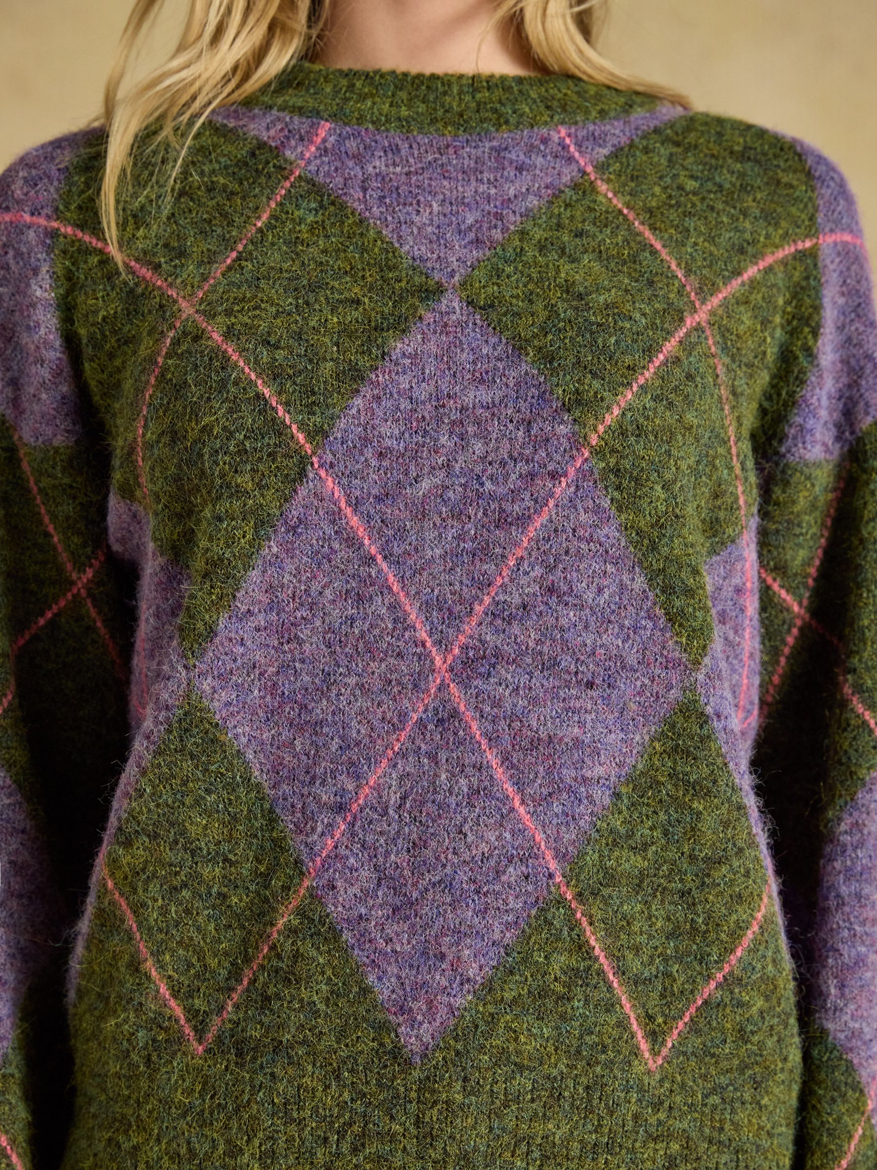 Argyle Multi Knitted Crew Neck Jumper - Image 4 of 8