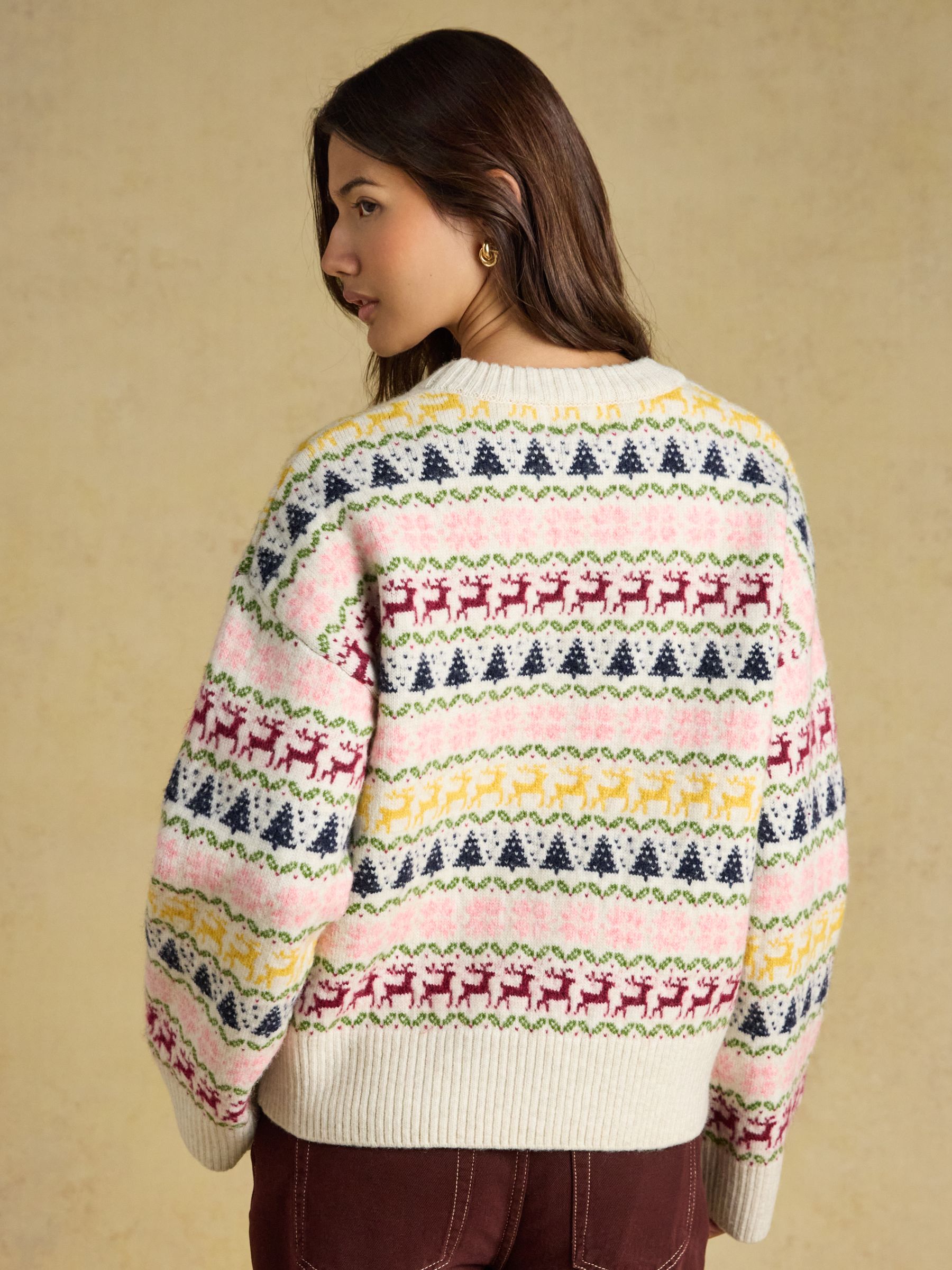 Cream Knitted Festive Fair Isle Jumper - Image 2 of 7
