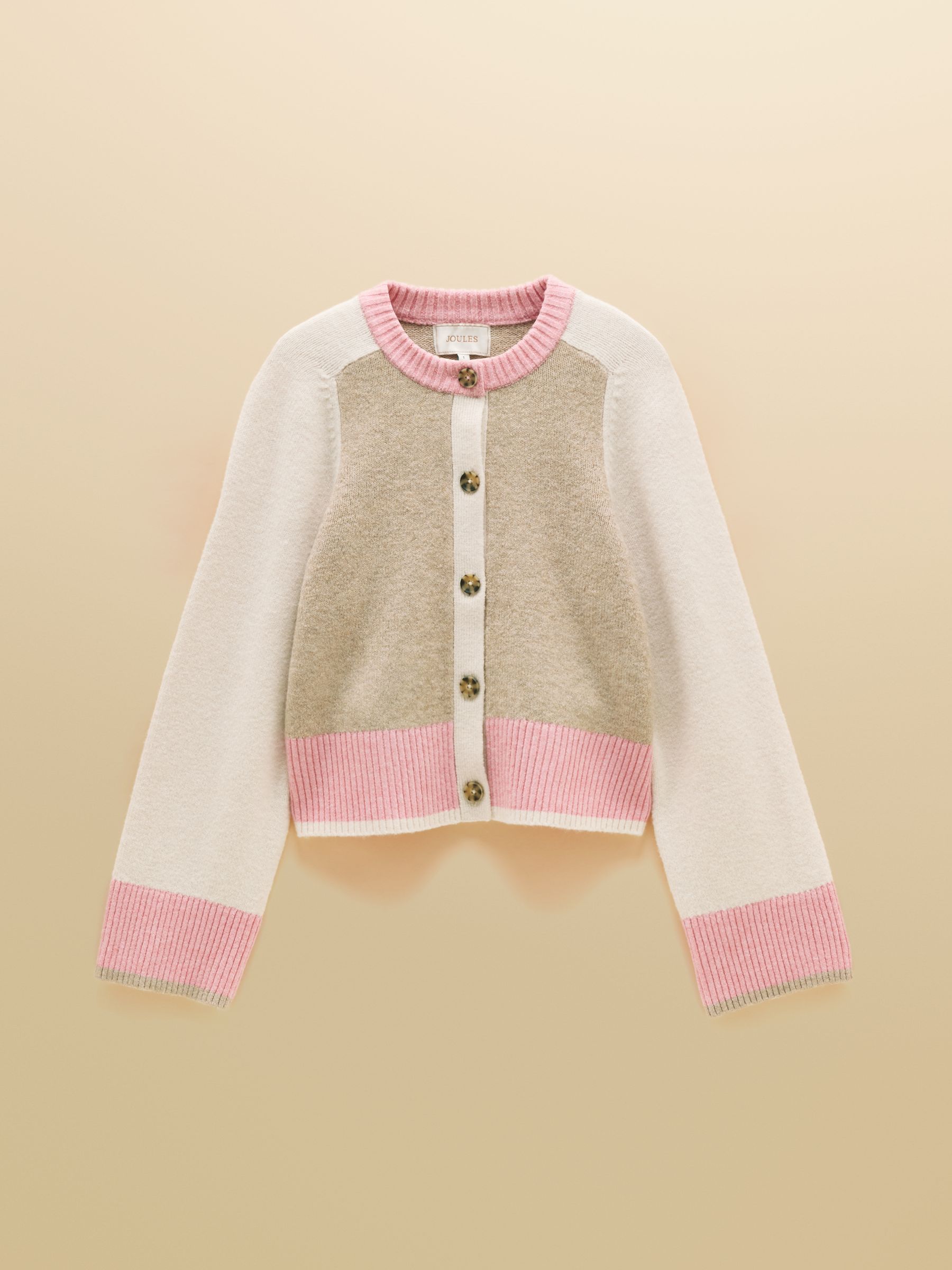 Pink & Cream Crew Neck Knitted Cardigan - Image 9 of 9
