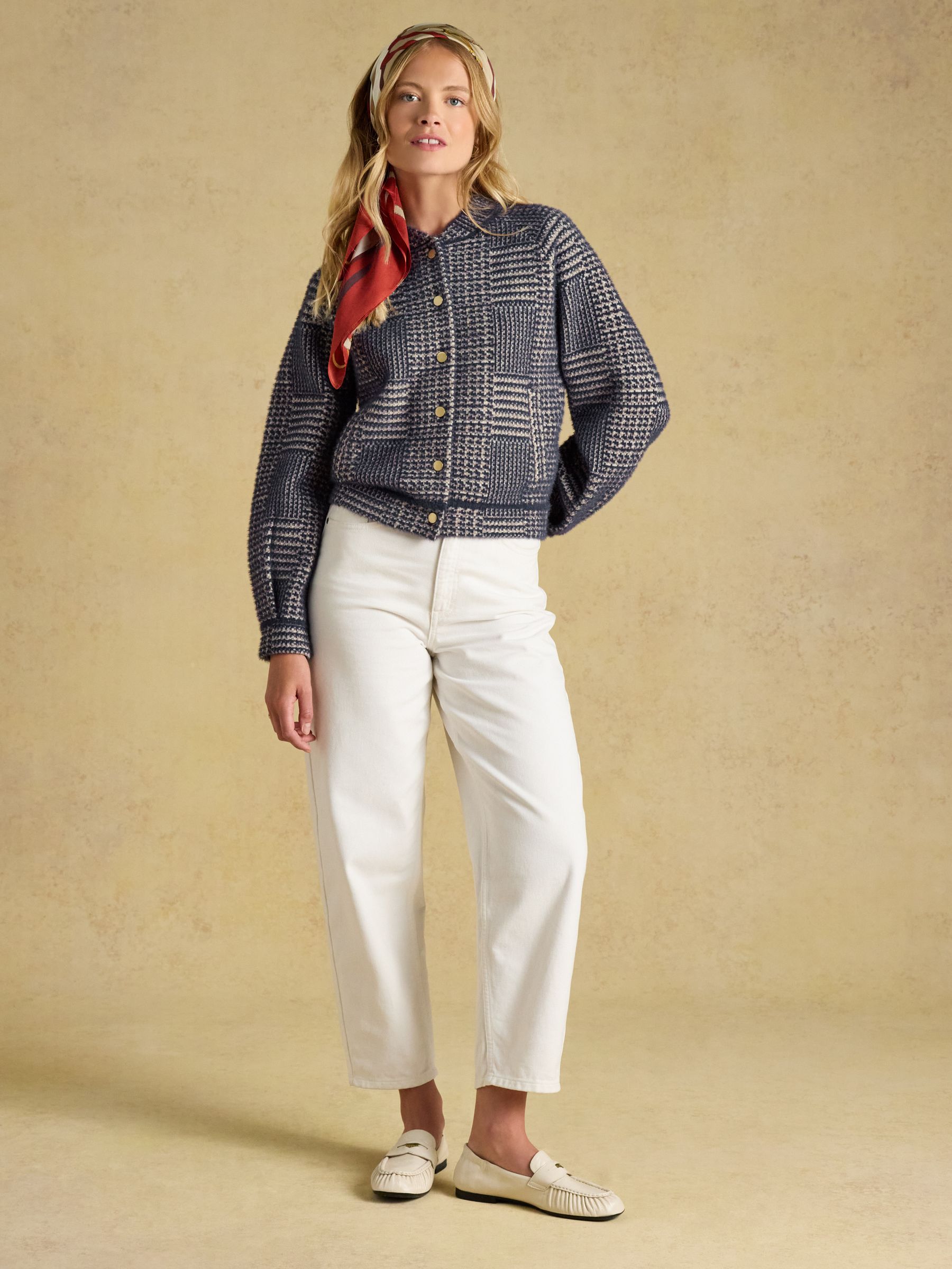 Soft Touch Navy Patterned Knitted Jacket - Image 5 of 9