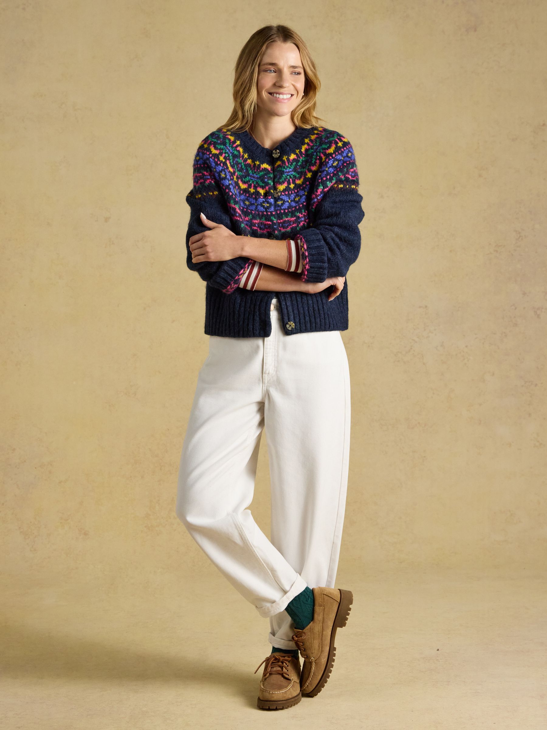 Fair Isle Navy Wool Blend Knitted Cardigan - Image 3 of 8