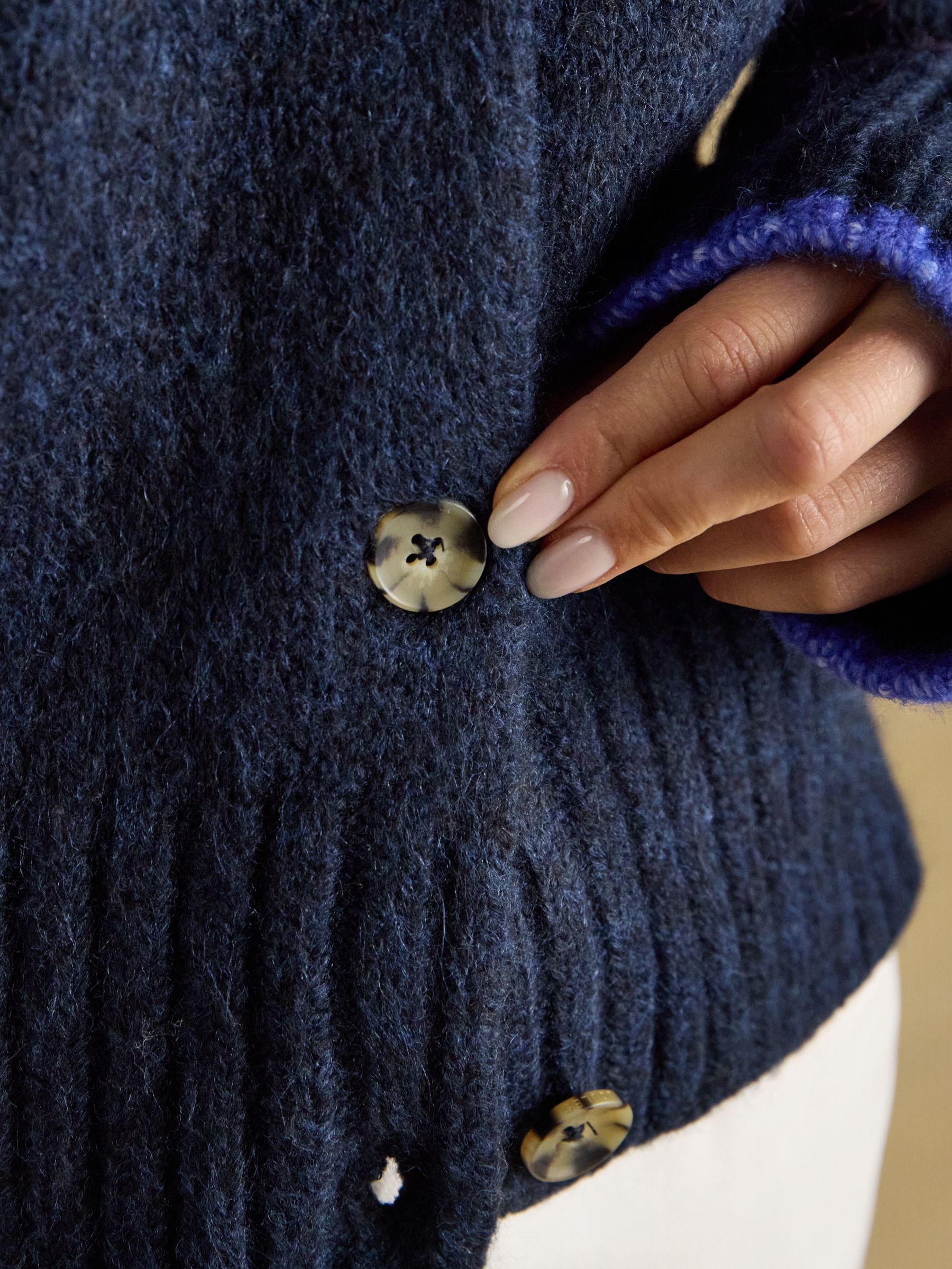 Fair Isle Navy Wool Blend Knitted Cardigan - Image 6 of 8