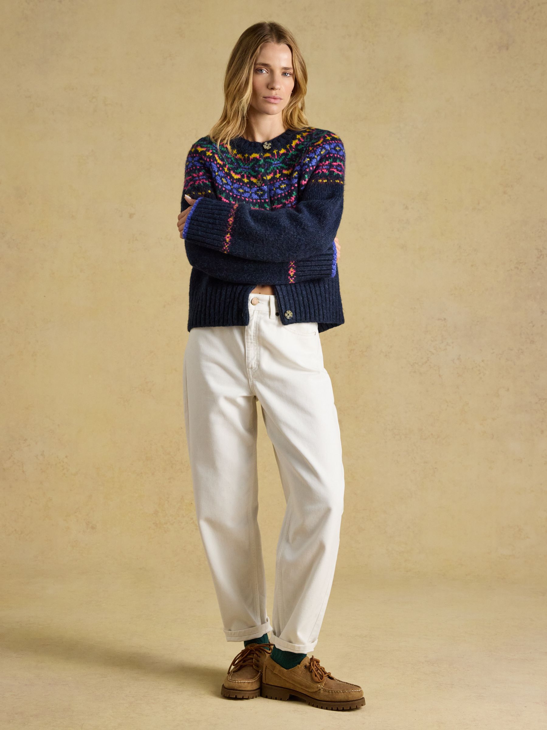 Fair Isle Navy Wool Blend Knitted Cardigan - Image 7 of 8