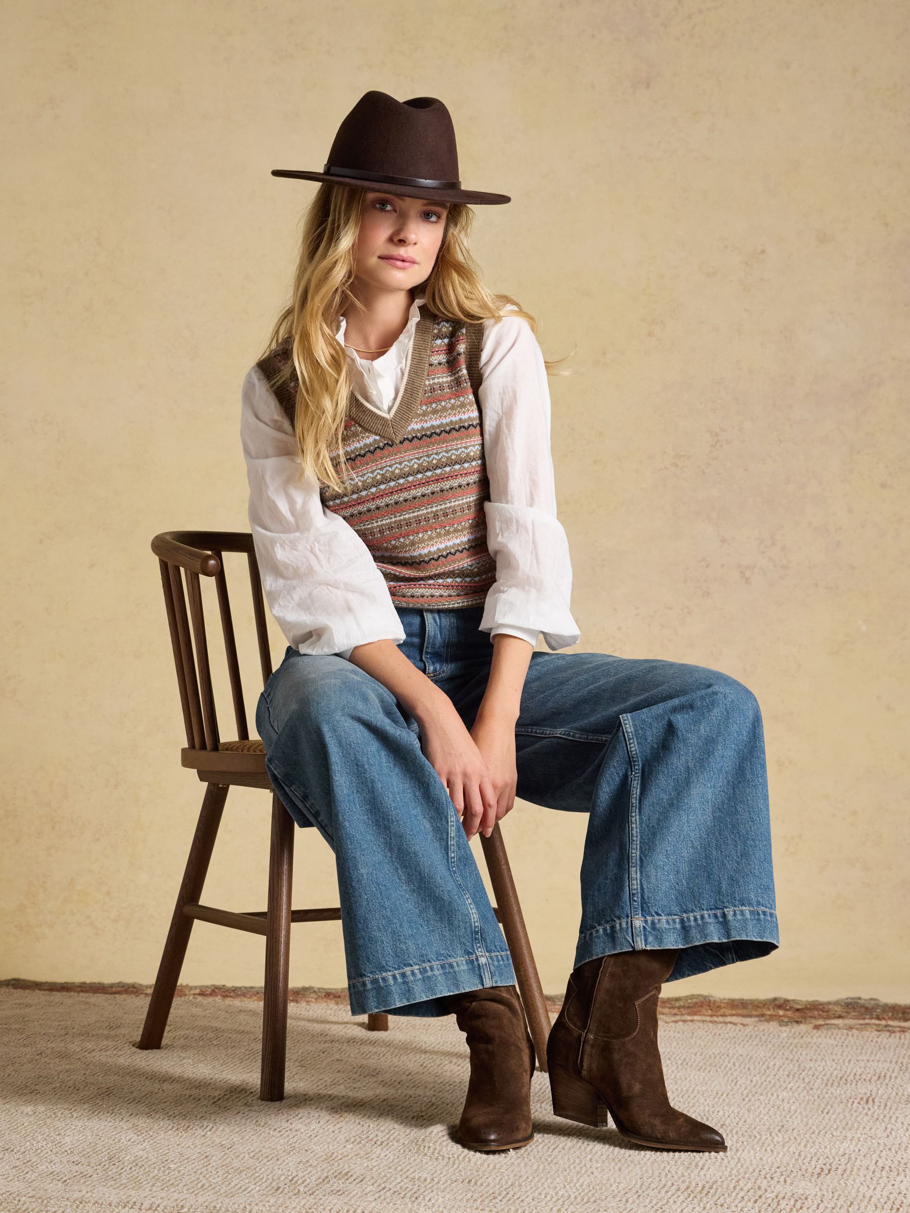 Tan Brown Cotton Rich V-Neck Knitted Vest - Image 3 of 9