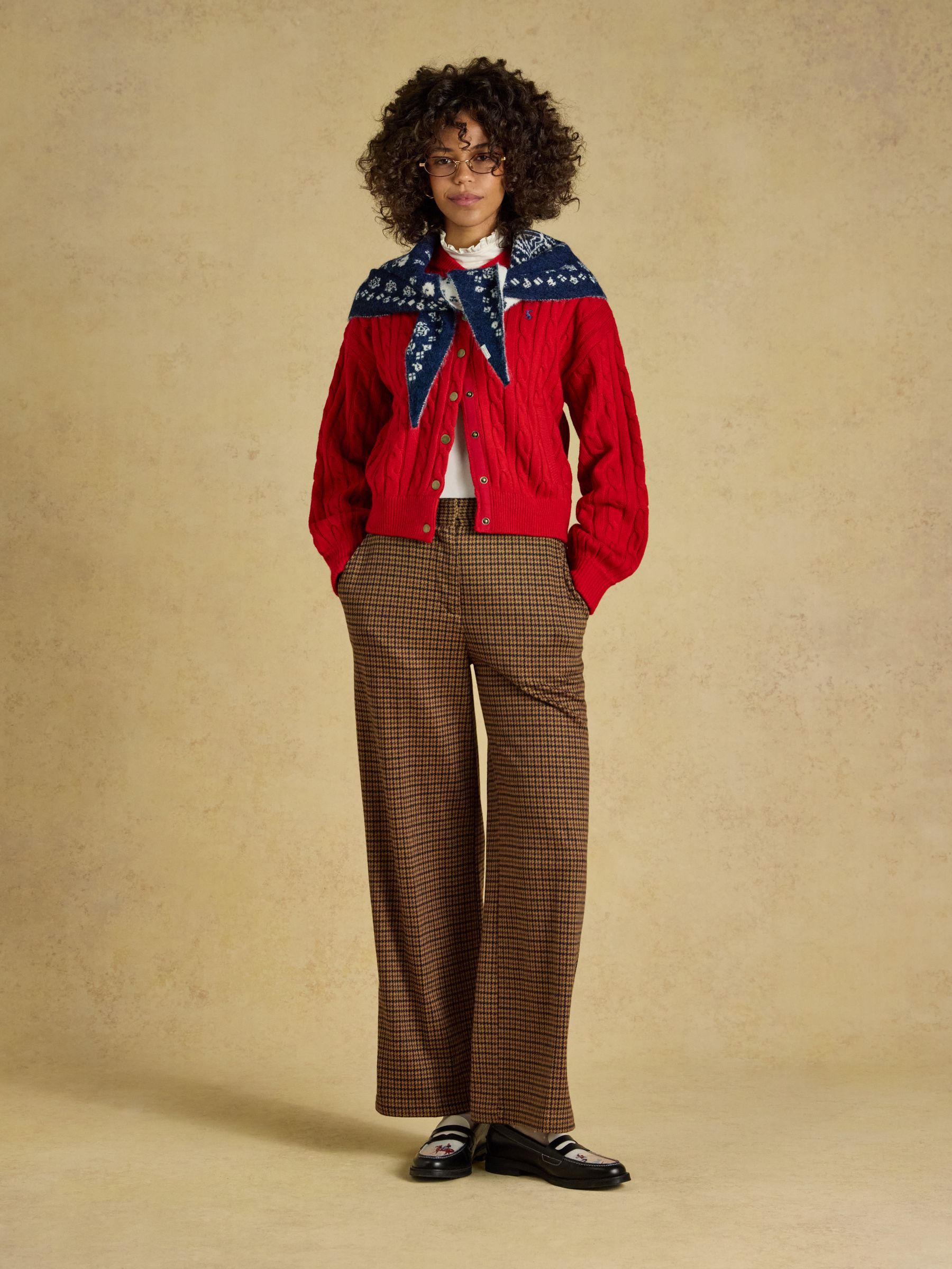 Red Cable Knit Bomber Style Cardigan - Image 4 of 6