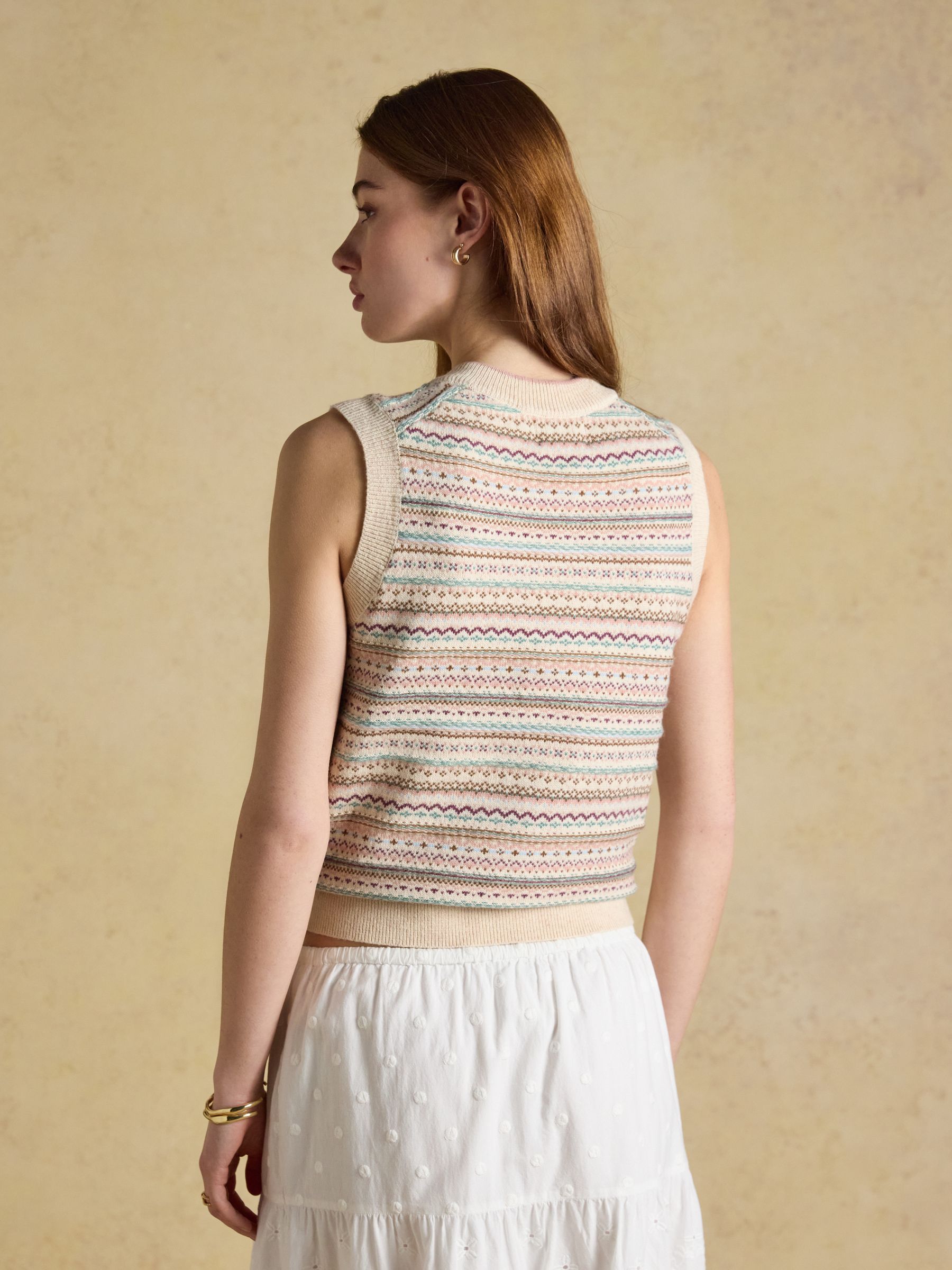 Oat Cotton Rich V-Neck Knitted Vest - Image 2 of 9